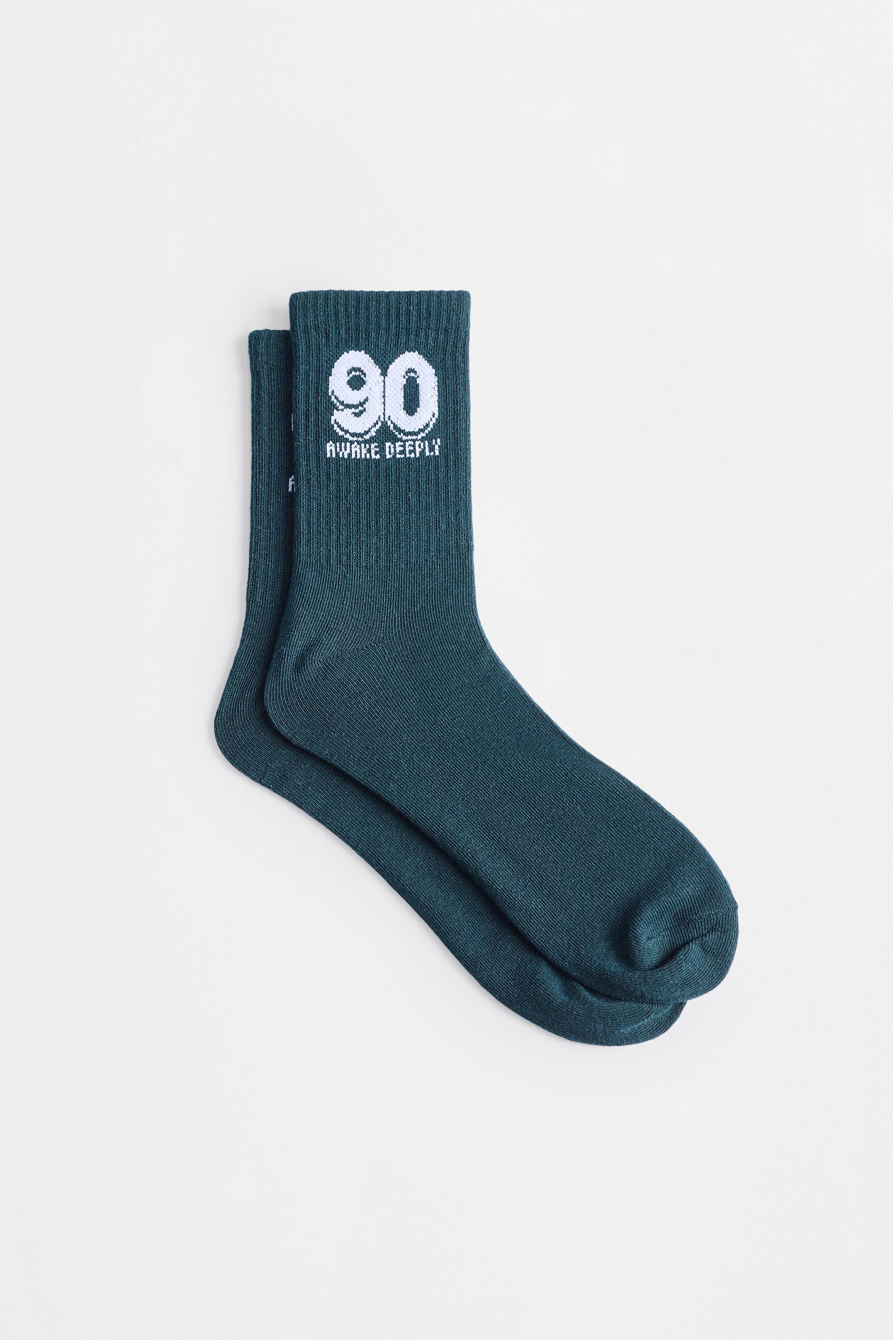 4-pack of printed crew socks — MEDIUM GREEN