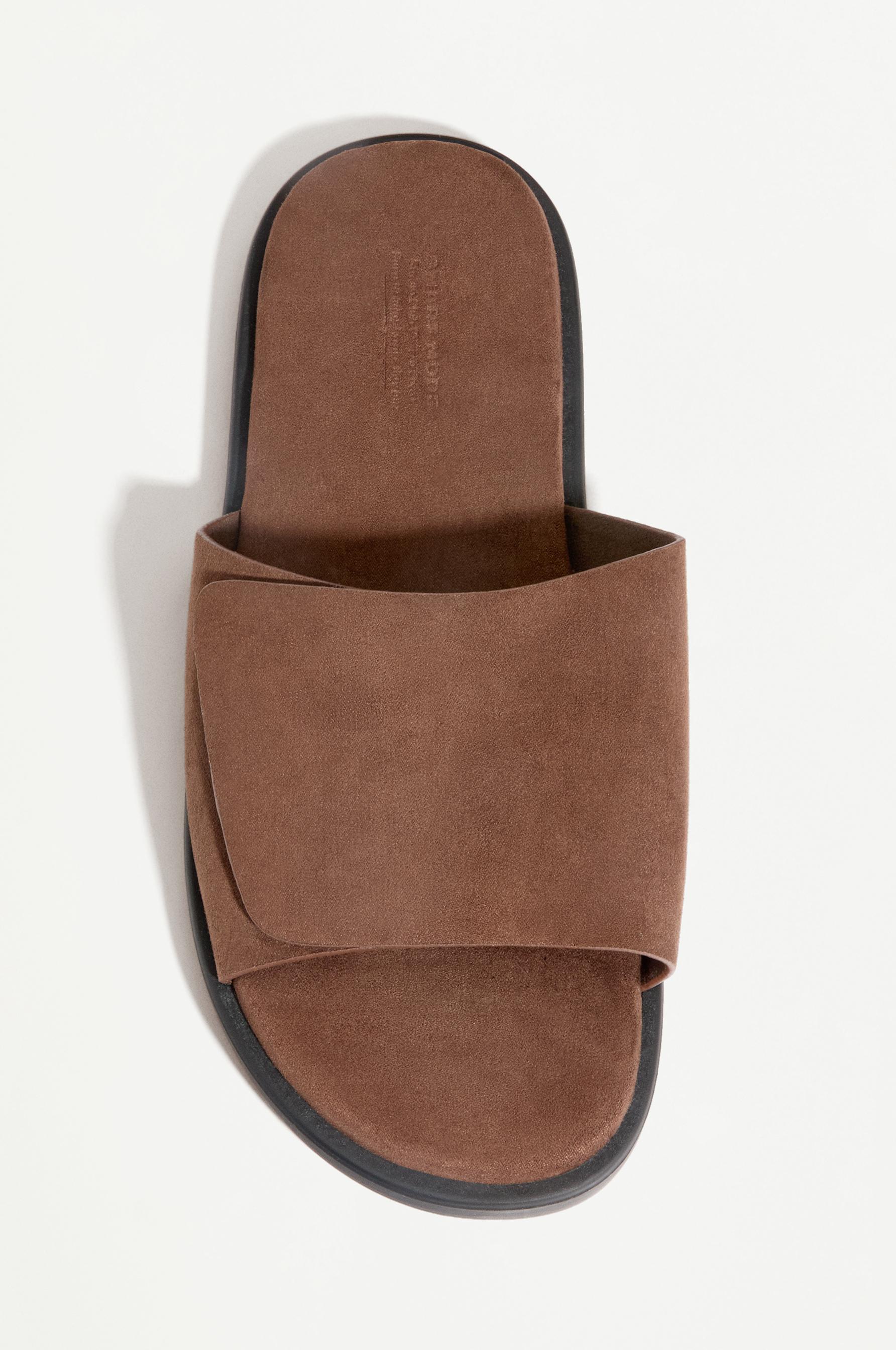 Suede slide sandals — BROWN