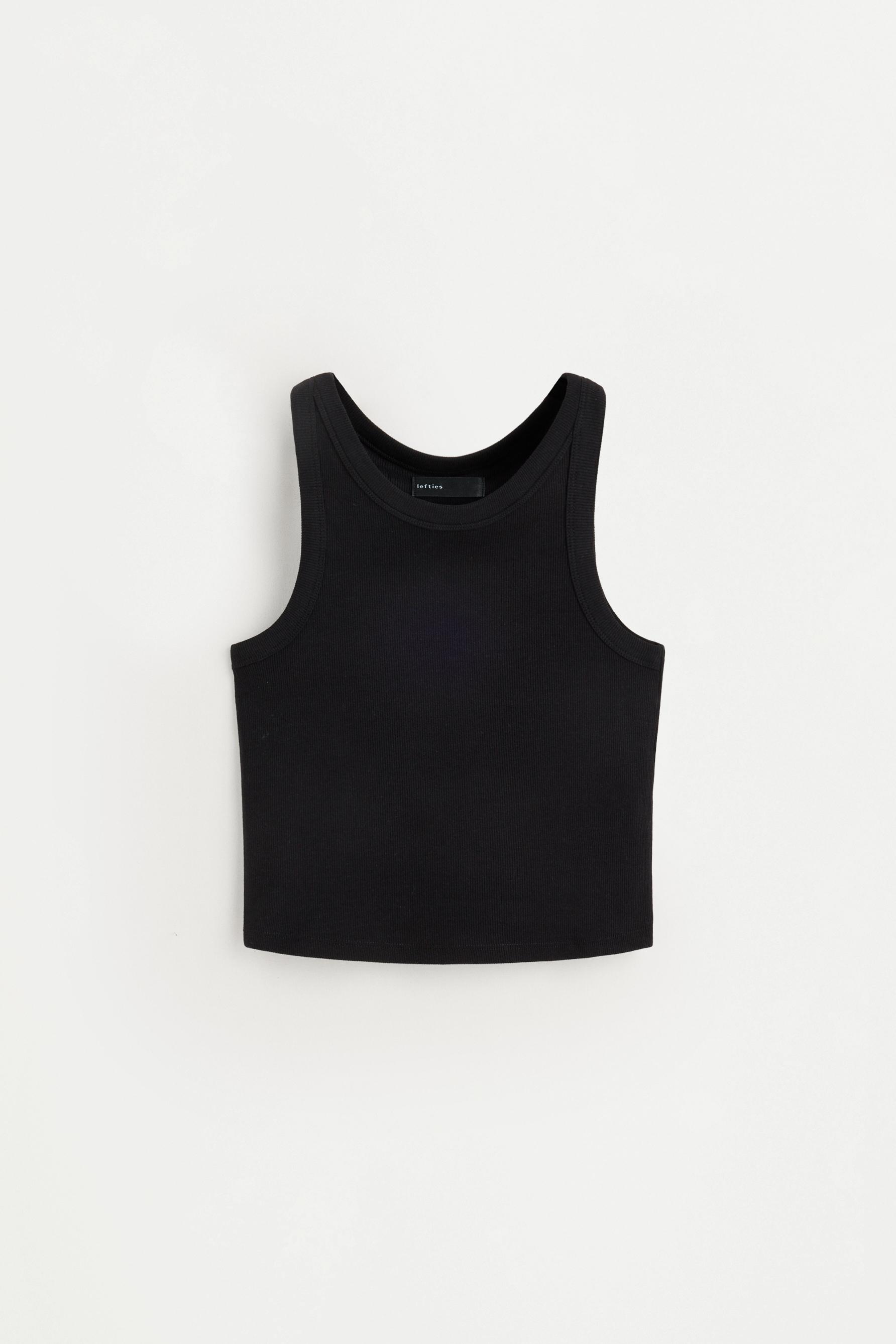Cropped racerback top — BLACK