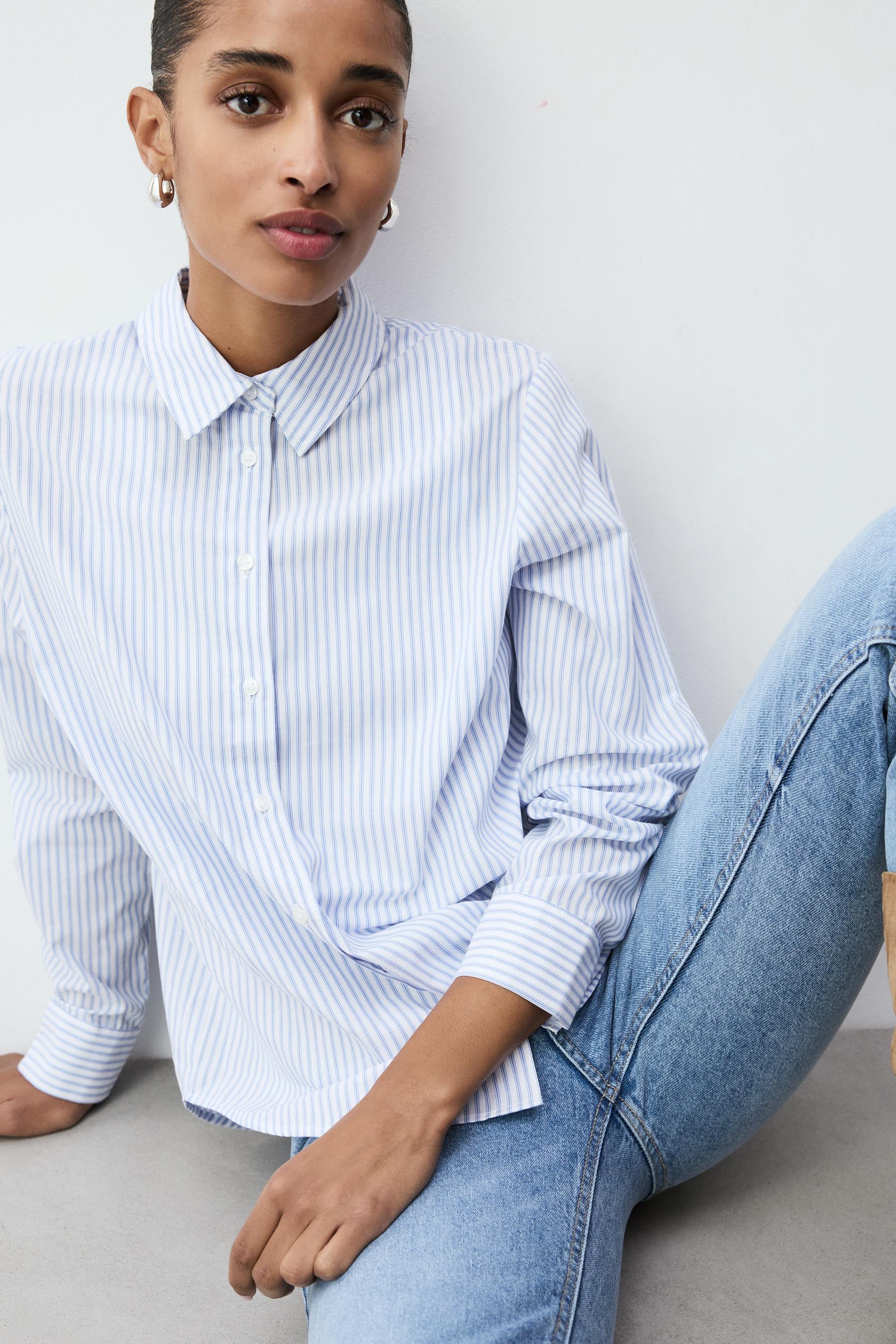 Basic poplin shirt — BLUE/WHITE