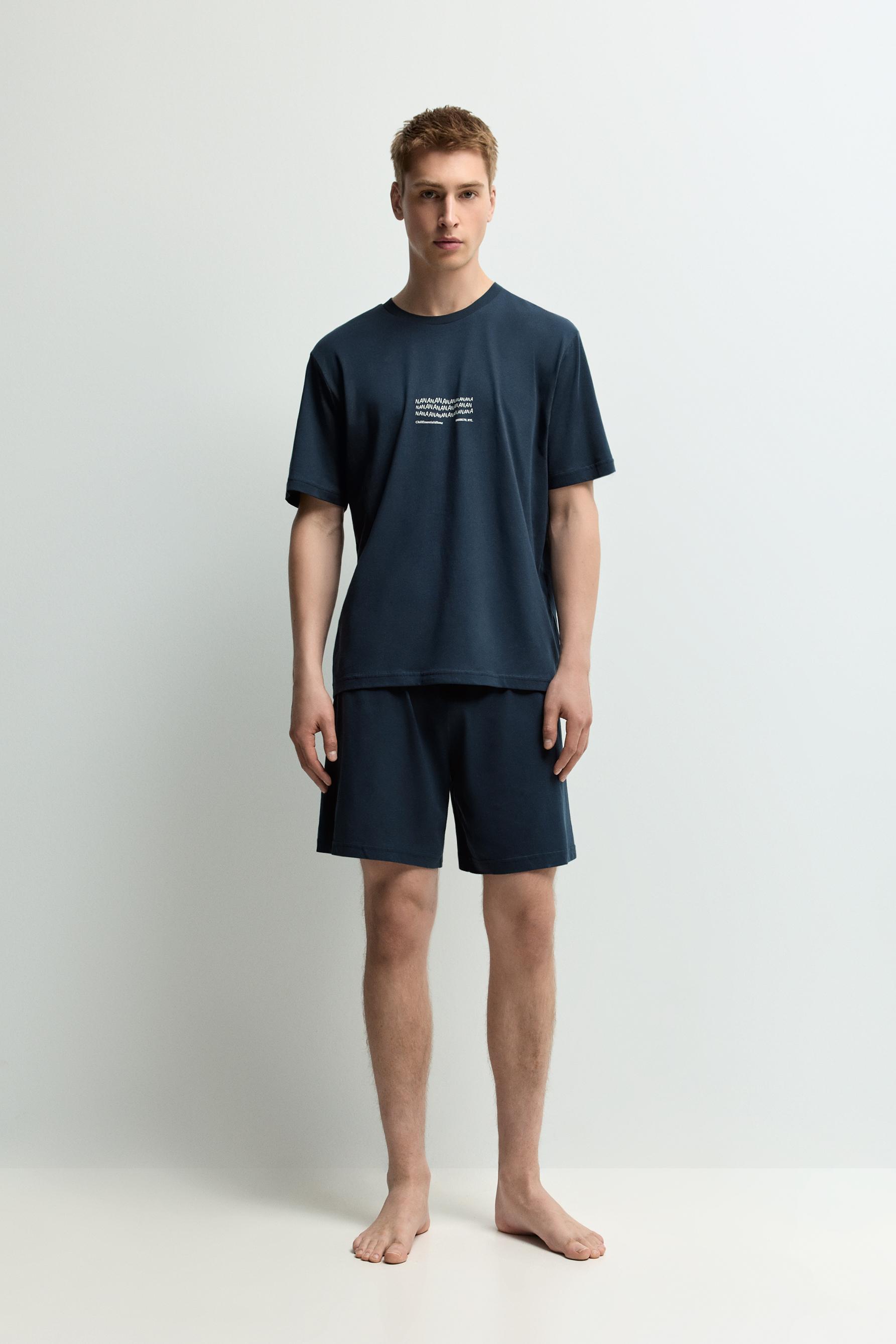 Short slogan pyjamas — OCEAN BLUE