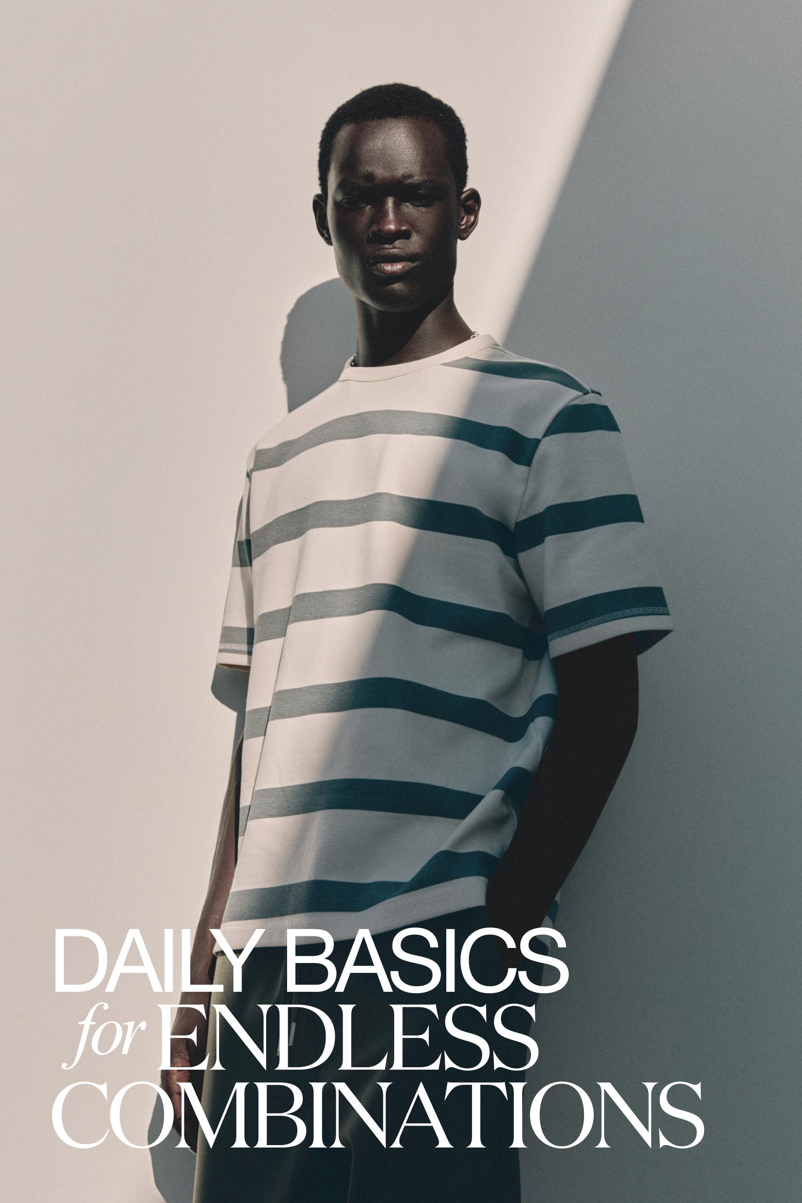 Textured striped T-shirt — BLUE GREY