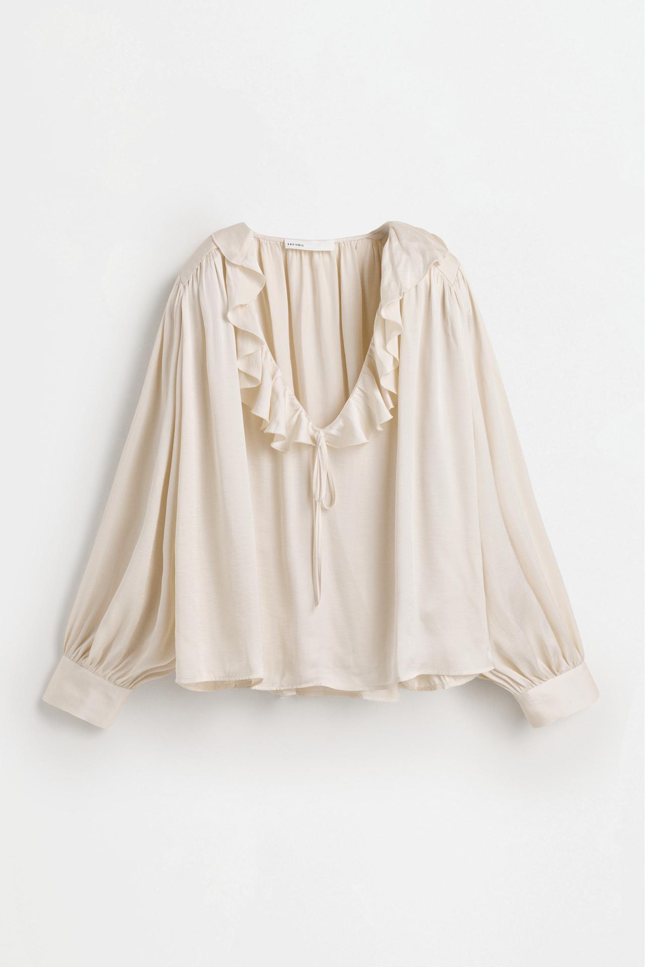 Ruffled tie blouse — WHITE