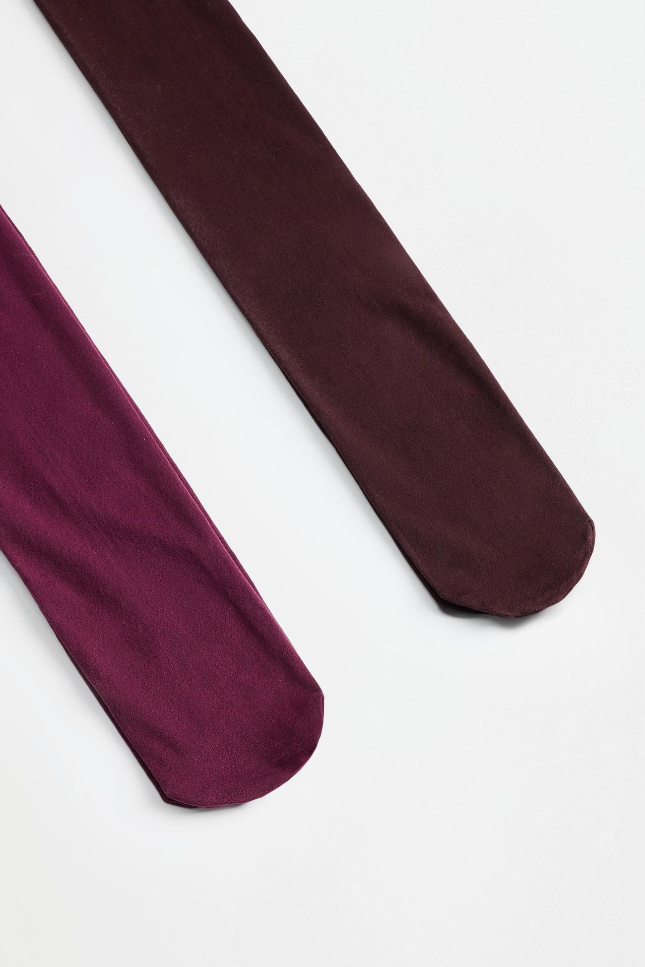 50 DEN solid-color tights (2-pack) — BURGUNDY