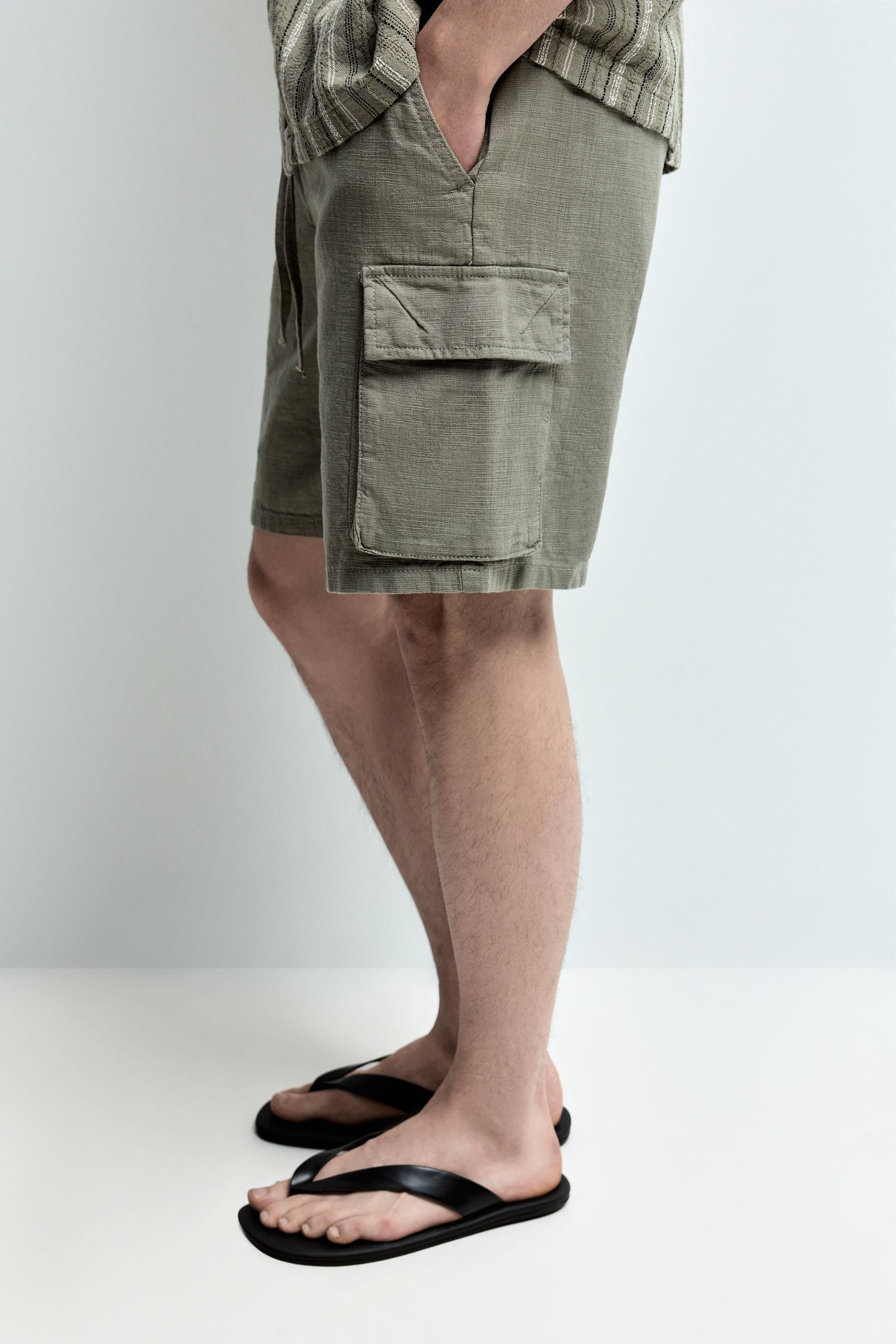 Rustic cargo Bermuda joggers — KHAKI