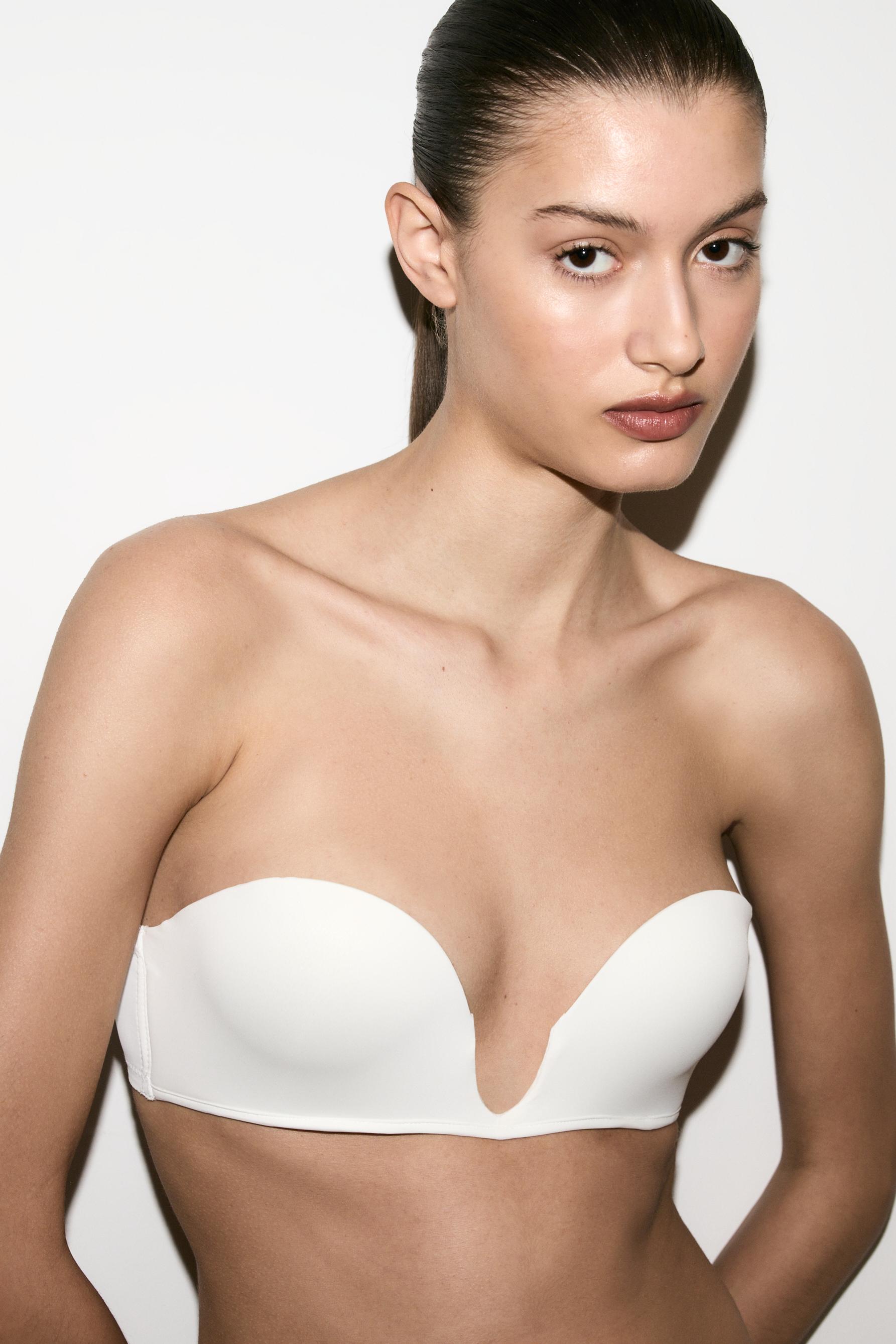 Plunge bandeau bra — WHITE