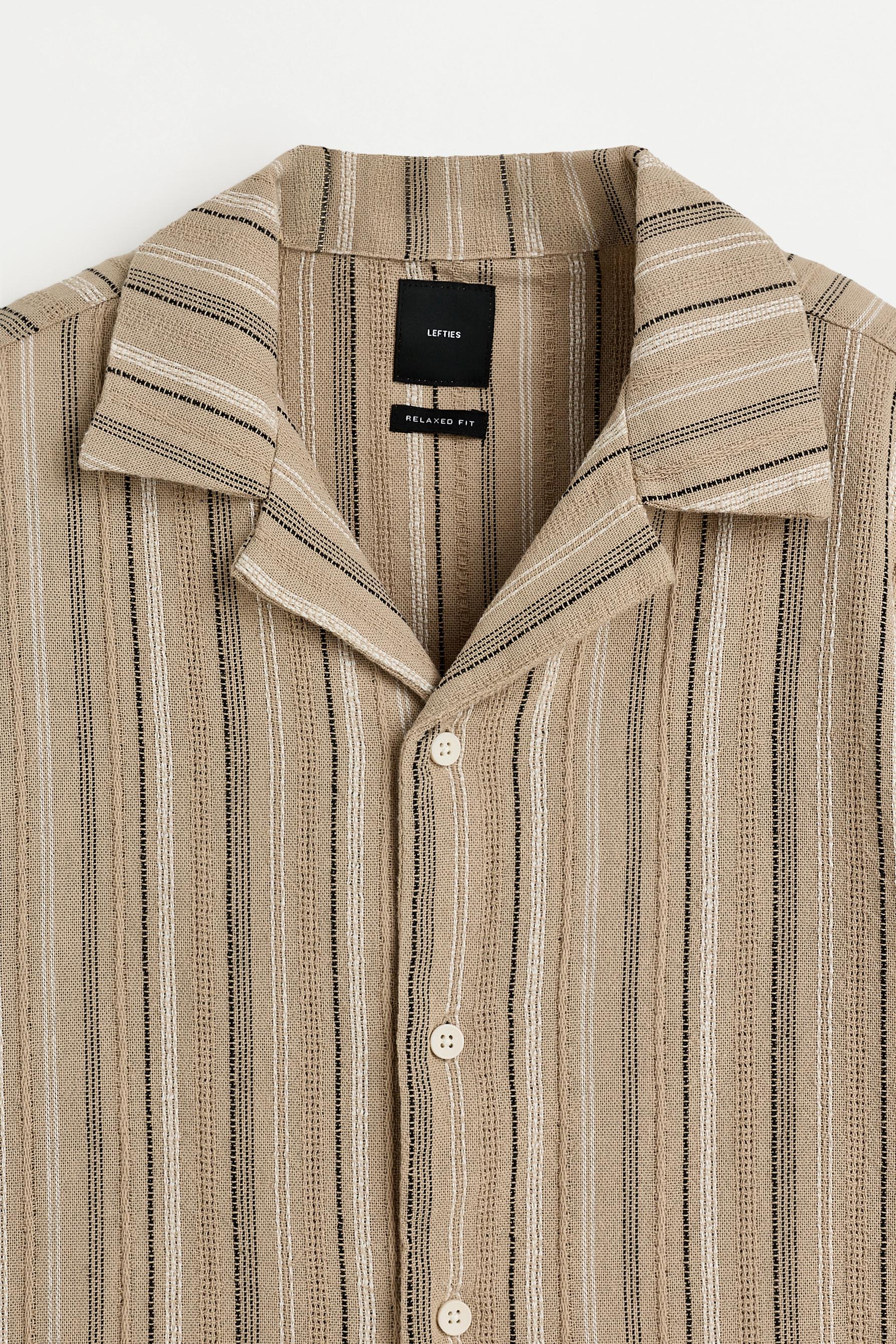 Striped rustic shirt — BEIGE