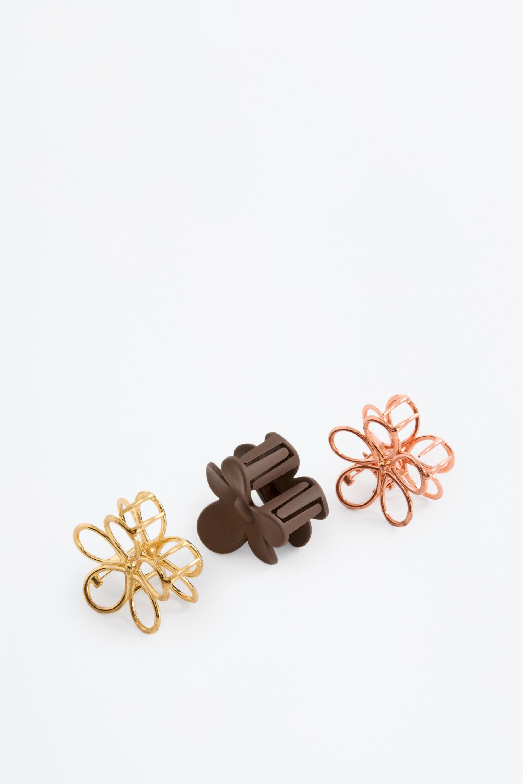 Pack of 3 floral hair clips — VARIOUS