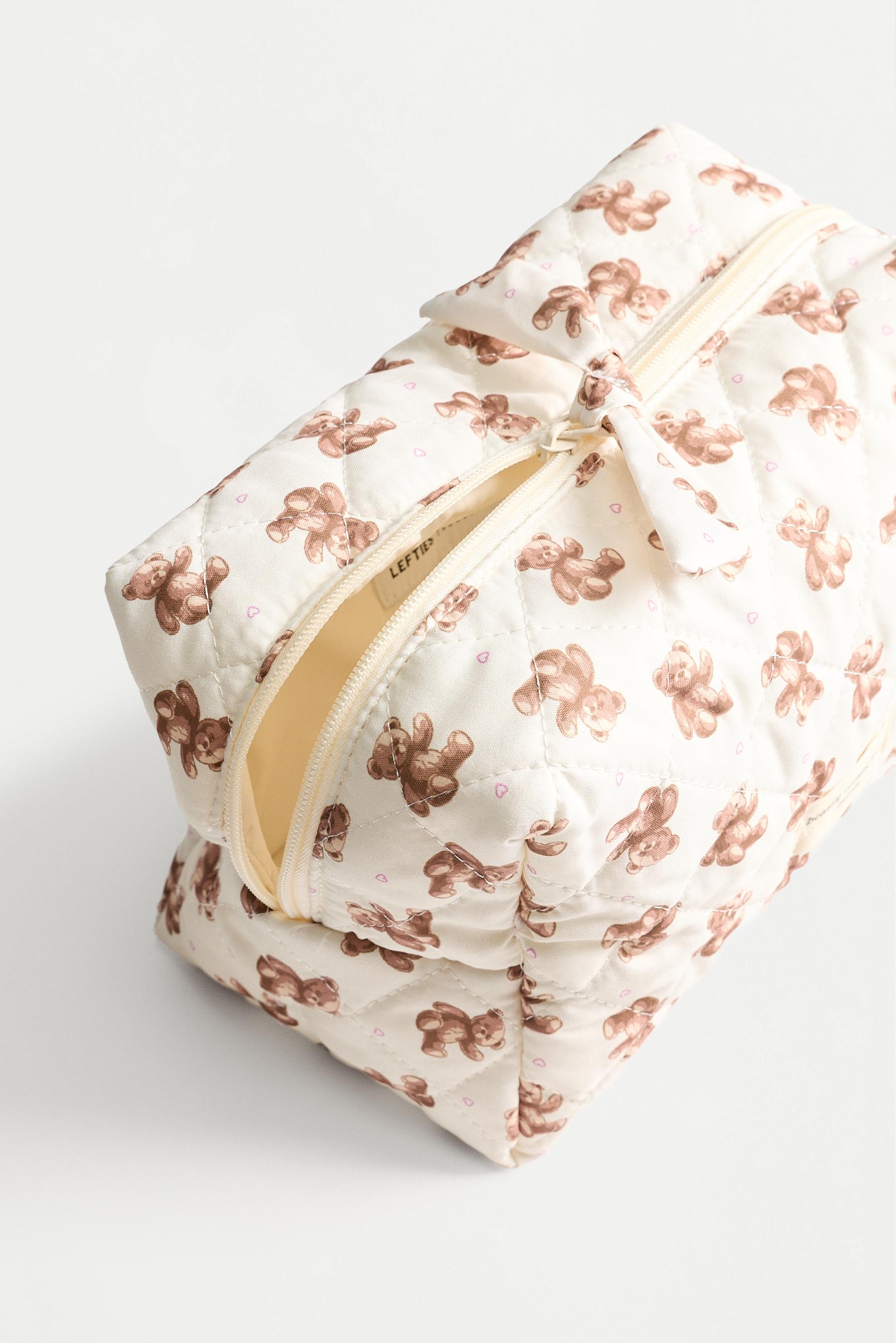 Large bear print toiletry bag — BEIGE (alternate view)