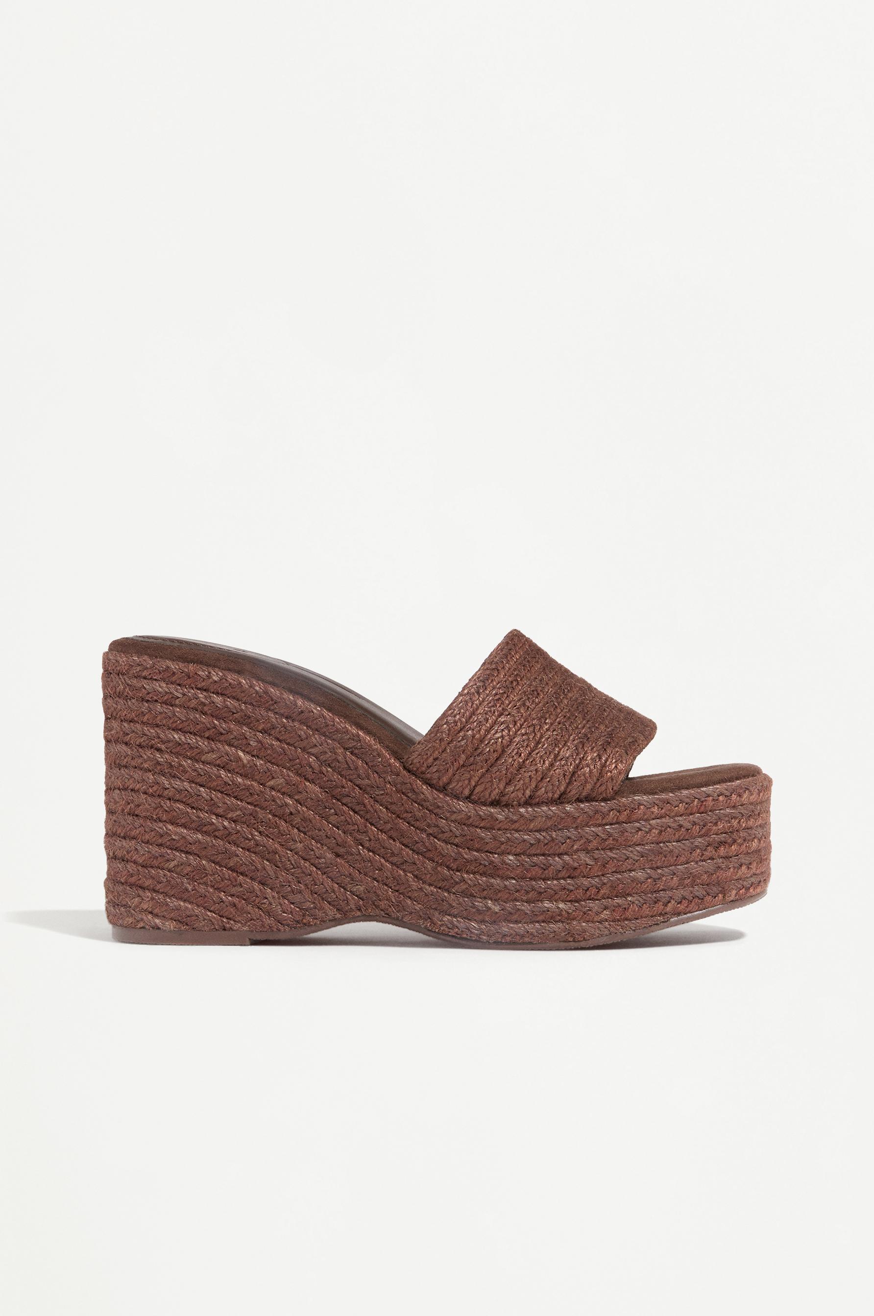 Women's raffia wedge sandals — BROWN