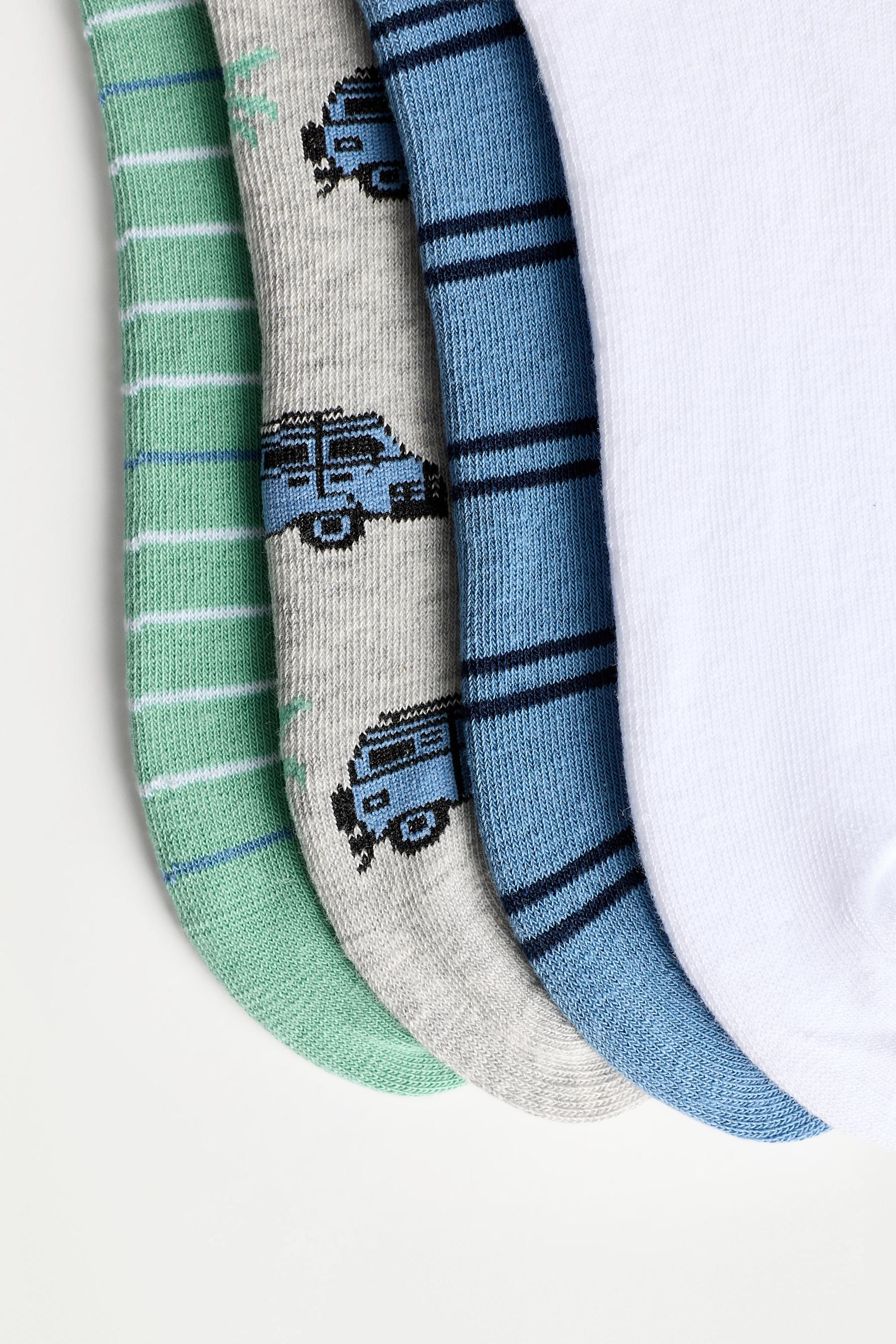Printed Ankle Socks (4-Pack) — GREY TONES