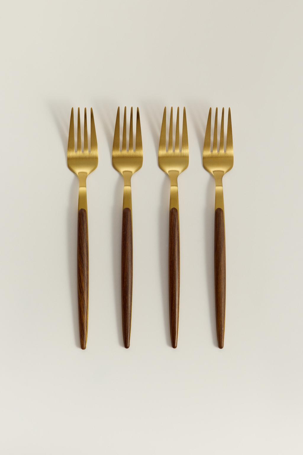 Pack 4 tenedores efecto madera