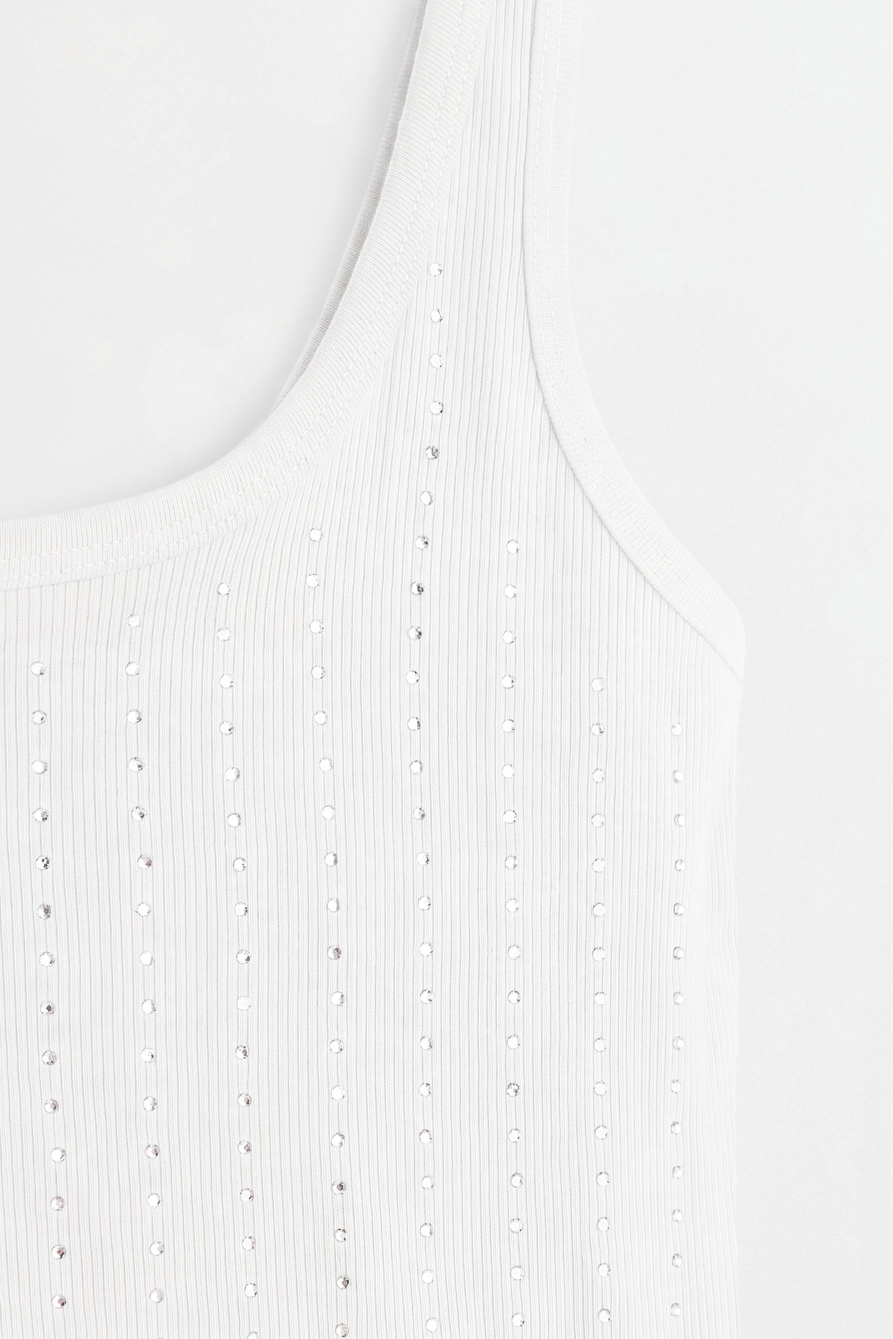 Ribbed rhinestone T-shirt — OFF WHITE