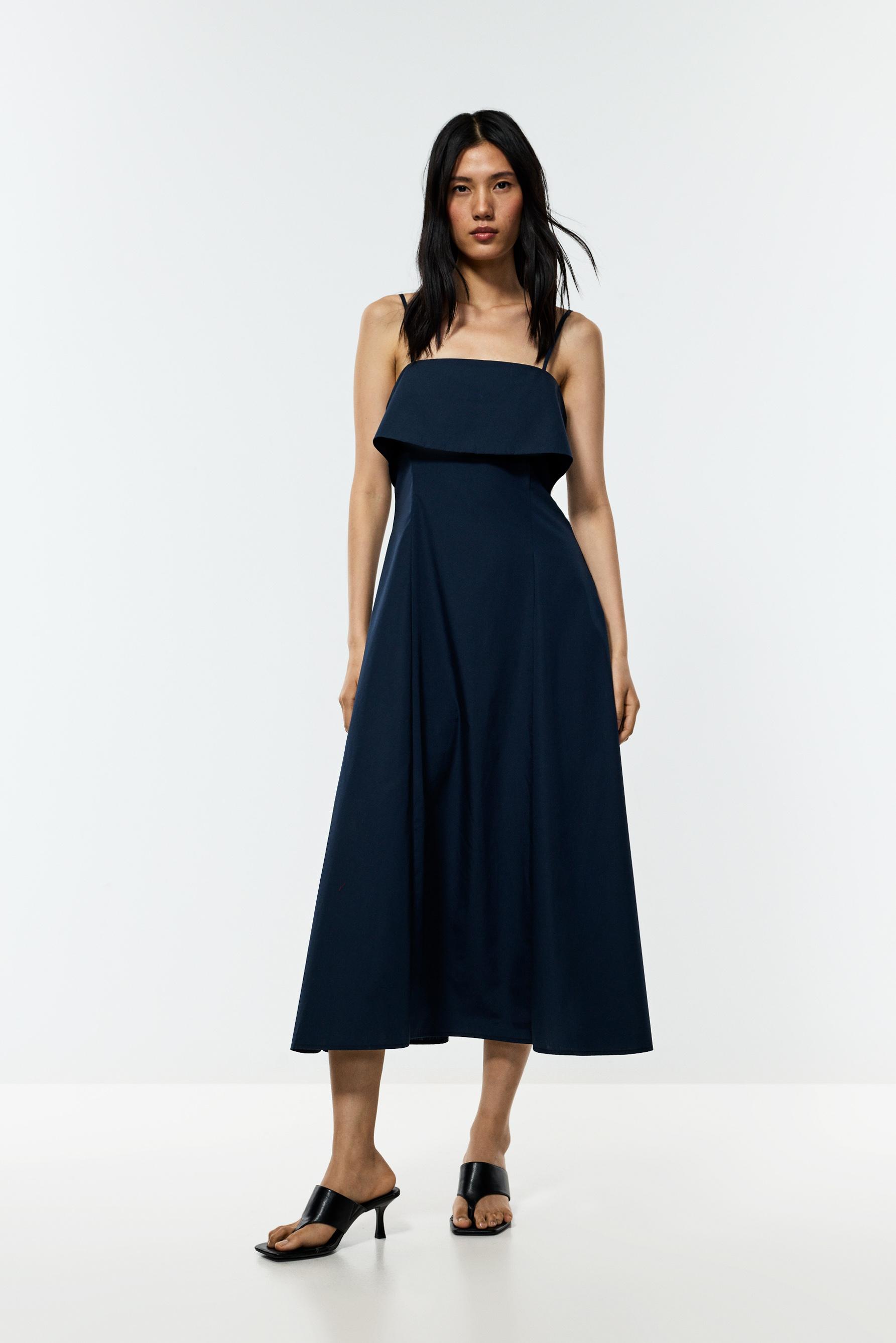Flowy midi dress — NAVY