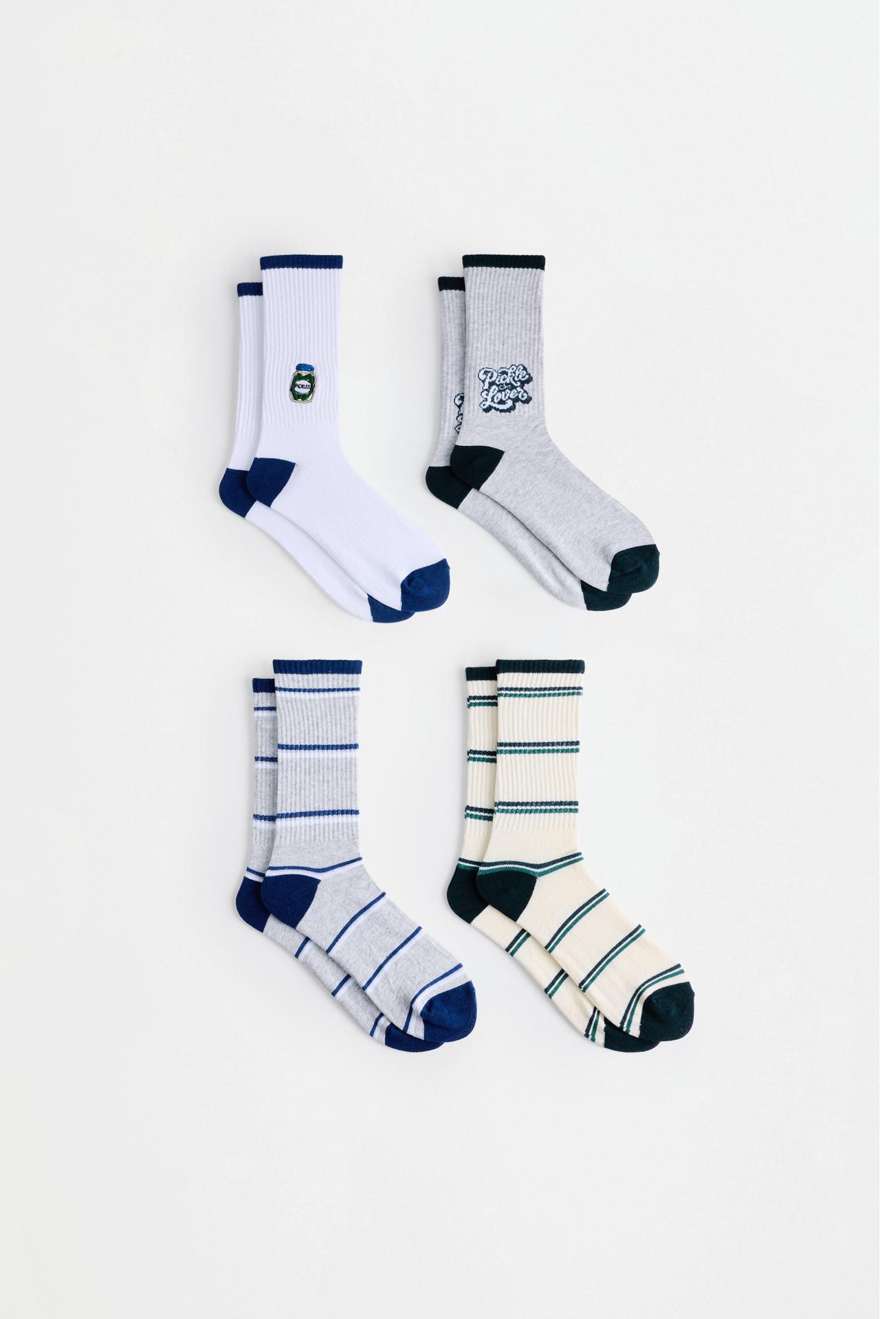Pickle Lover Long Socks (Pack of 4) — GREEN