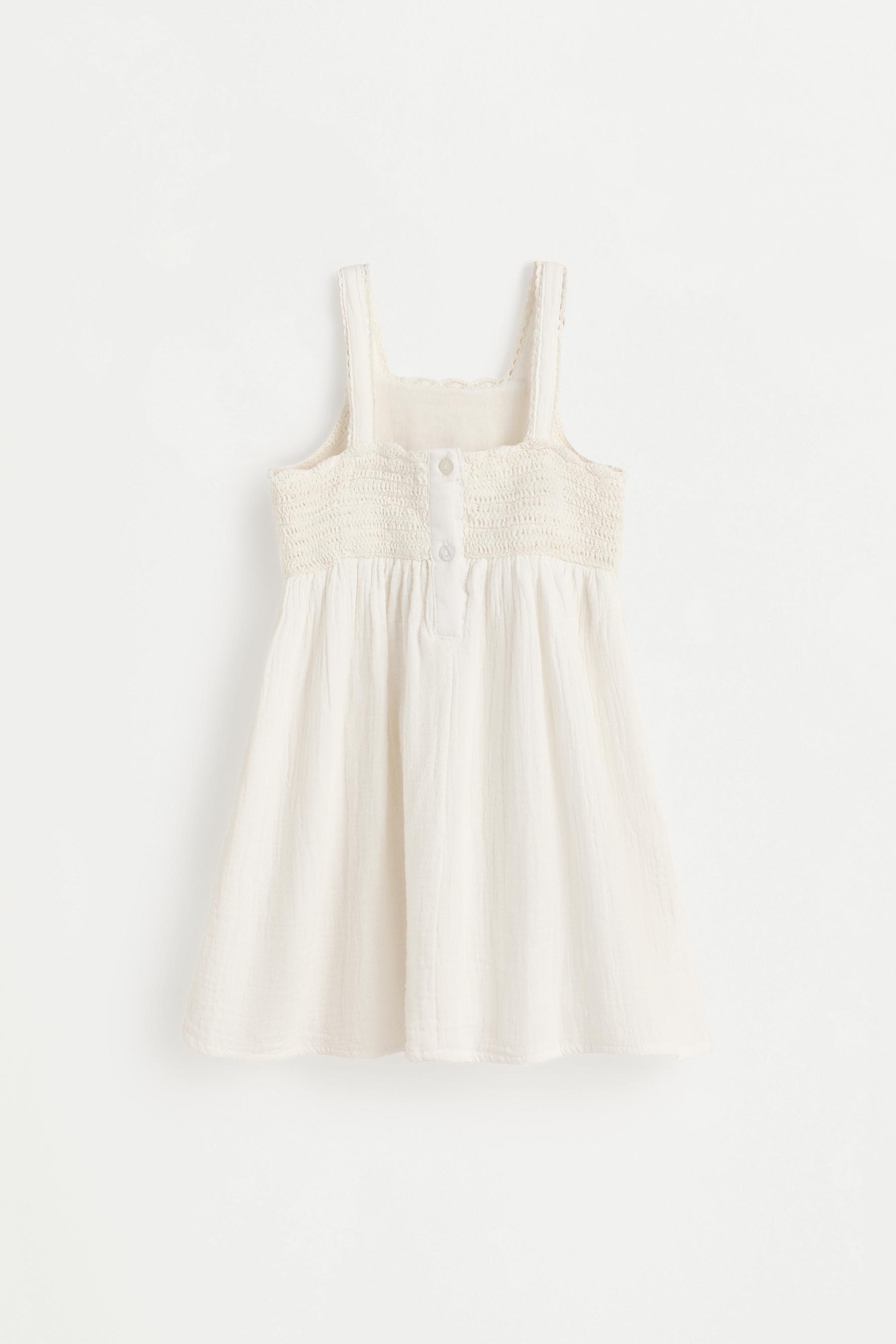 Crochet flower dress — ECRU