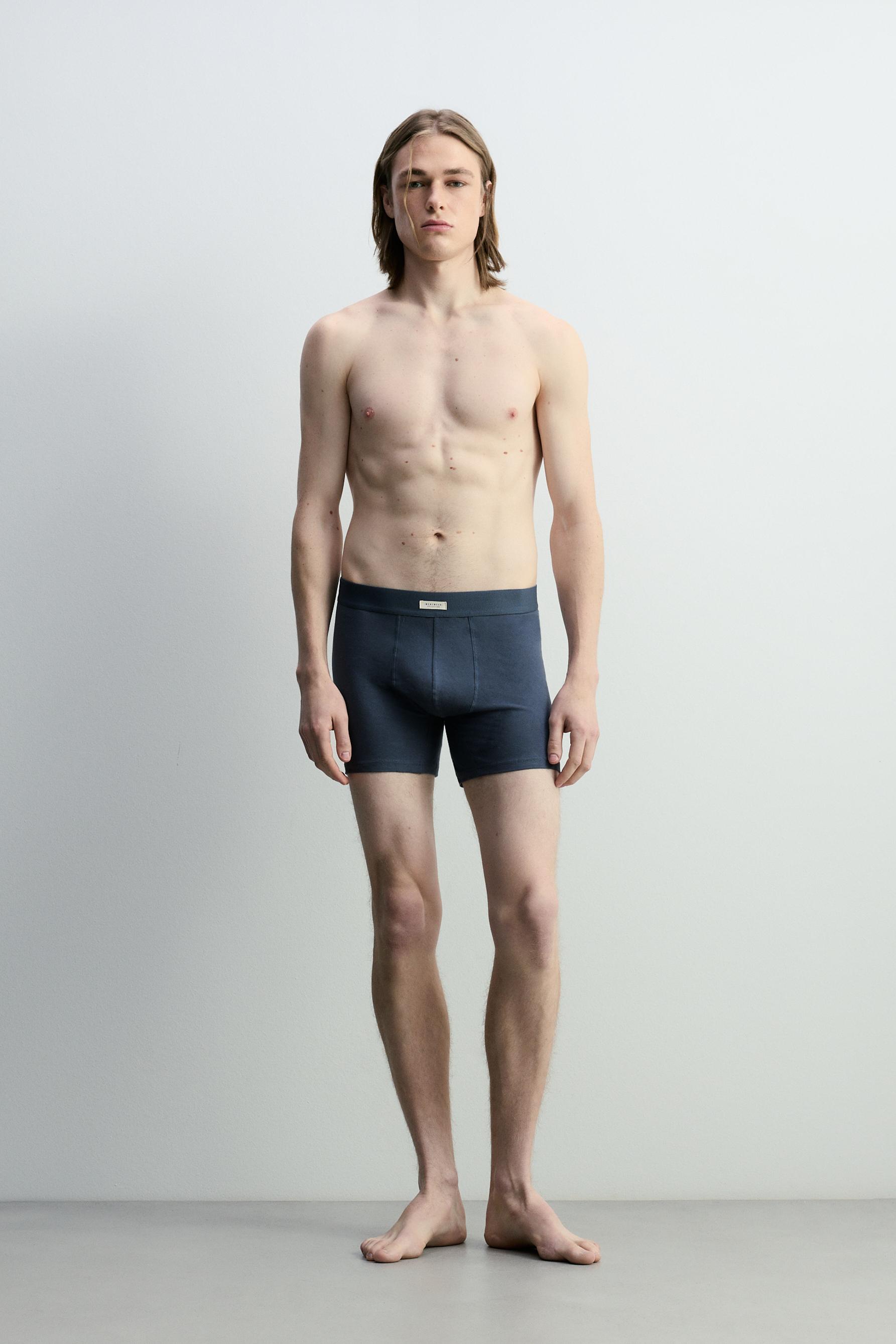 3-pack of long basic boxers — BLUE