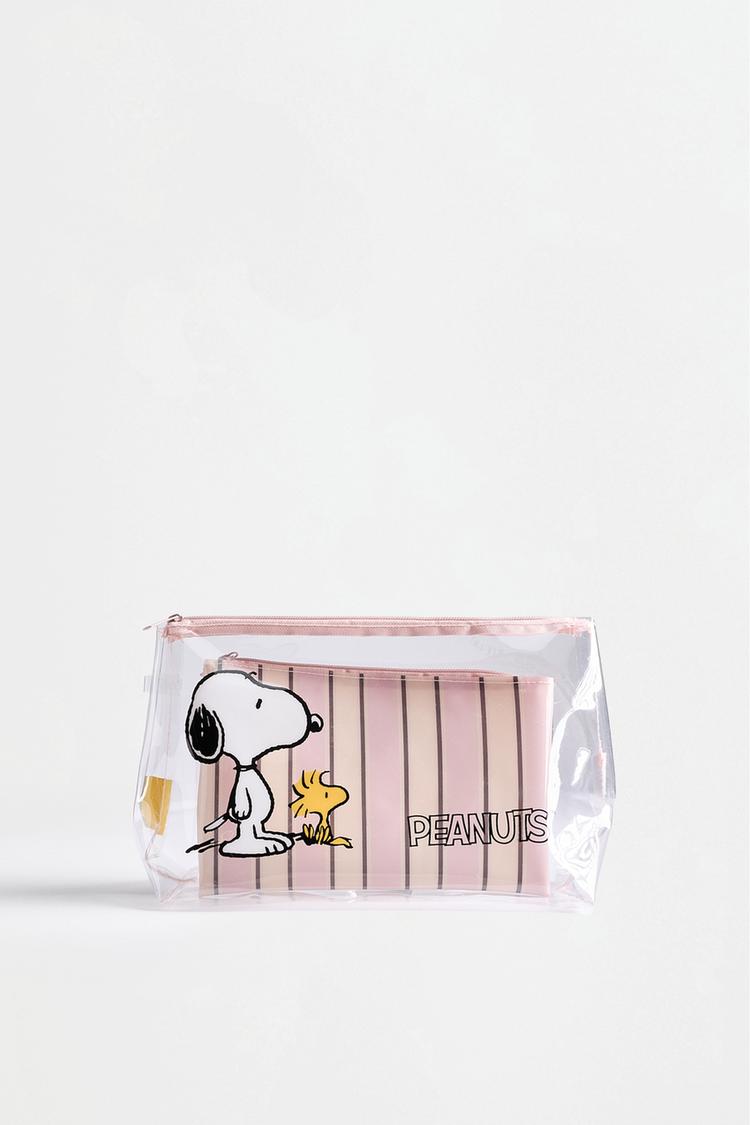 Set of 2 transparent Snoopy Peanuts™ toiletry bags — BEIGE