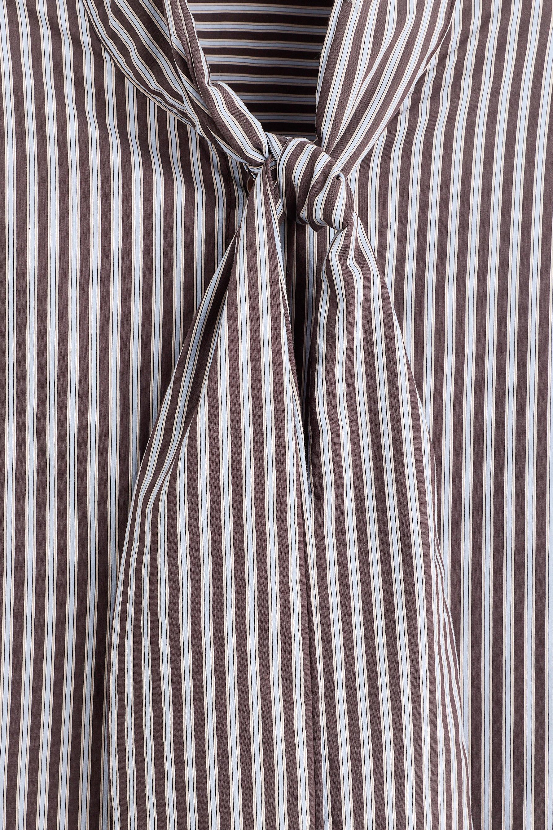 Striped shirt with bow — BROWN/BLUE