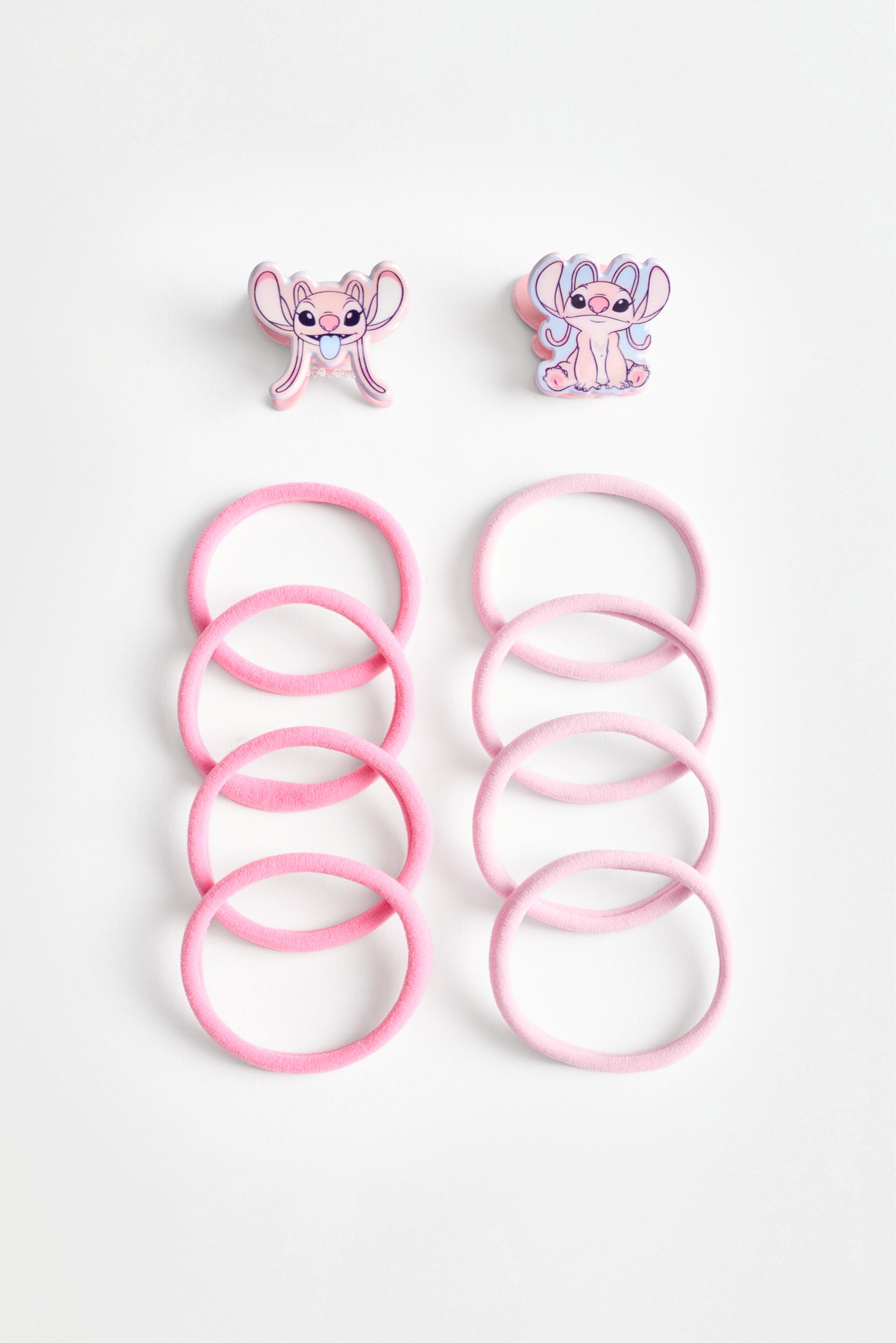 Angel ©Disney hair elastics and clips (10-piece set) — PASTEL PINK