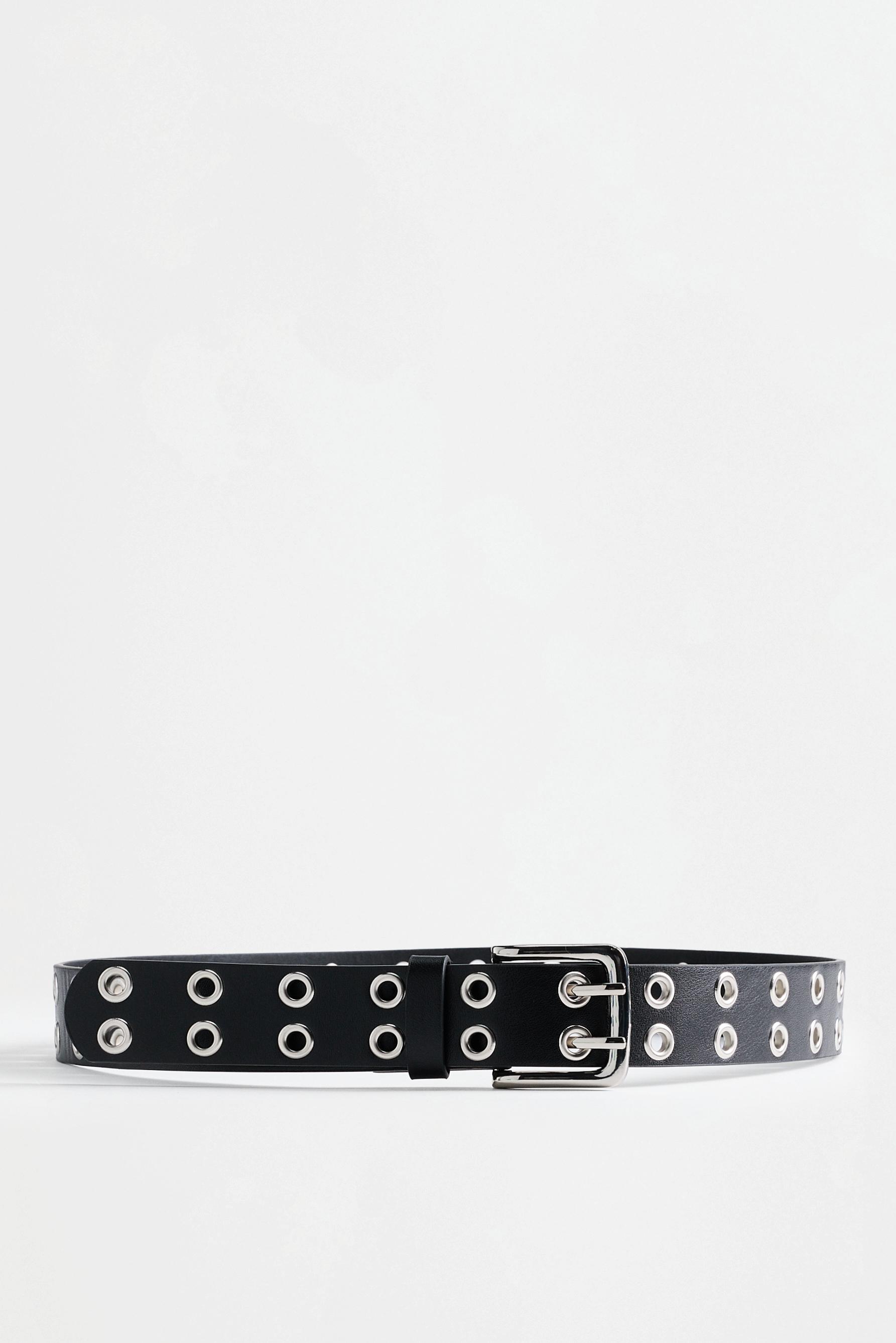 Wide eyelet belt — BLACK MARL