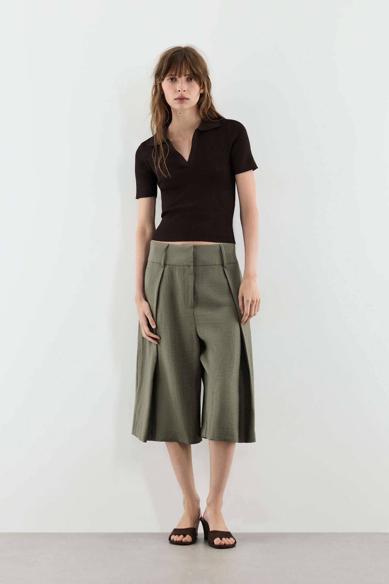 Basic rib knit polo shirt — BROWN