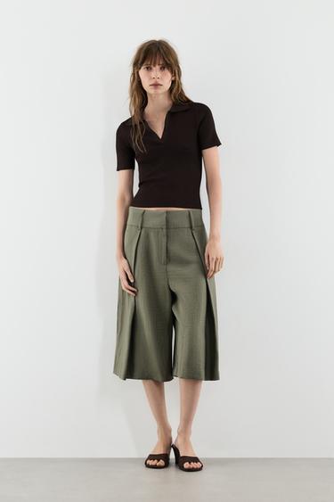 Basic rib knit polo shirt — BROWN 2