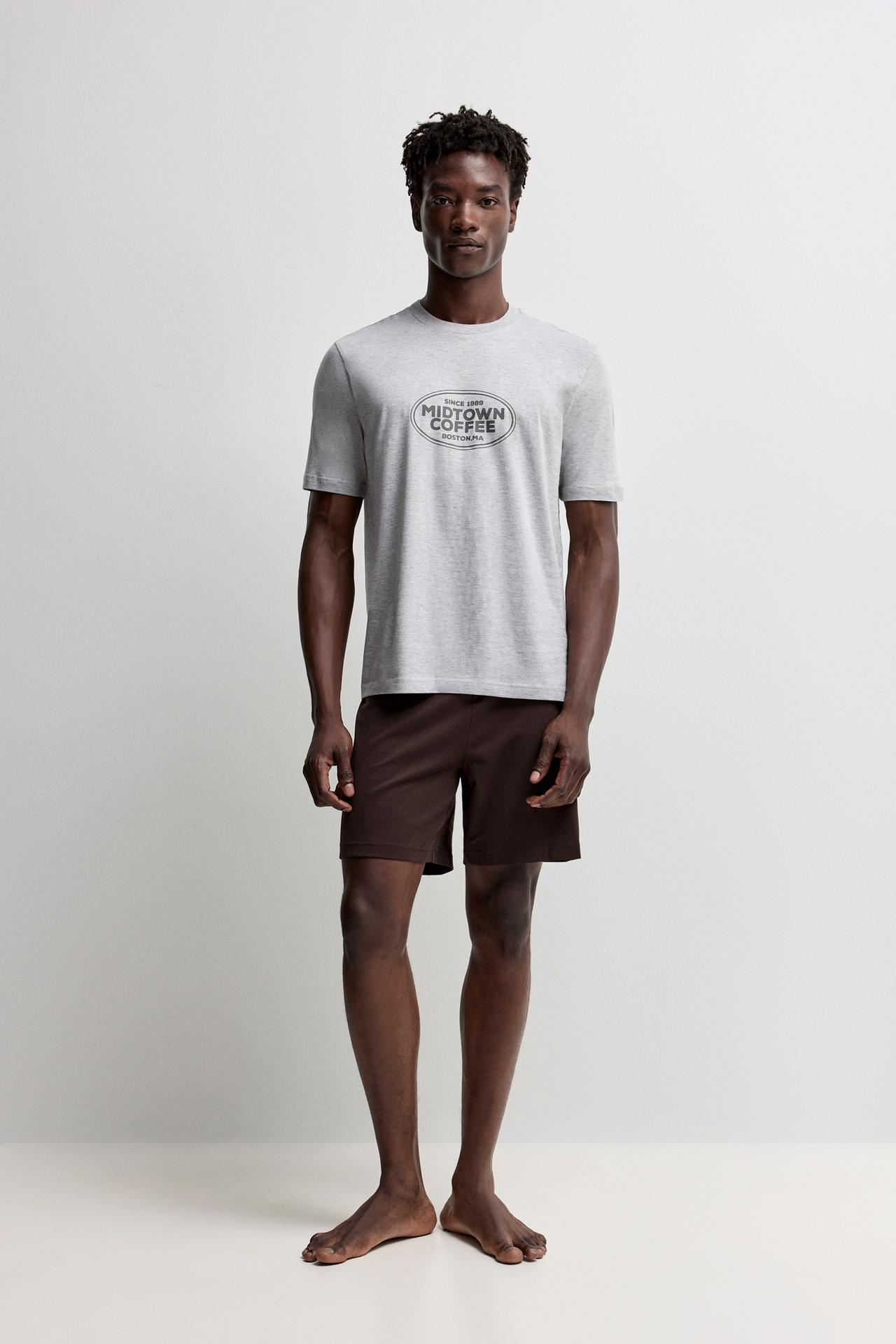 Short printed pyjamas — GREY MARL