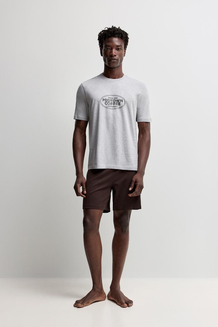 Short printed pyjamas — GREY MARL