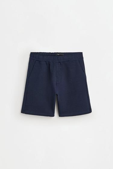 Seersucker Bermuda shorts — NAVY 6