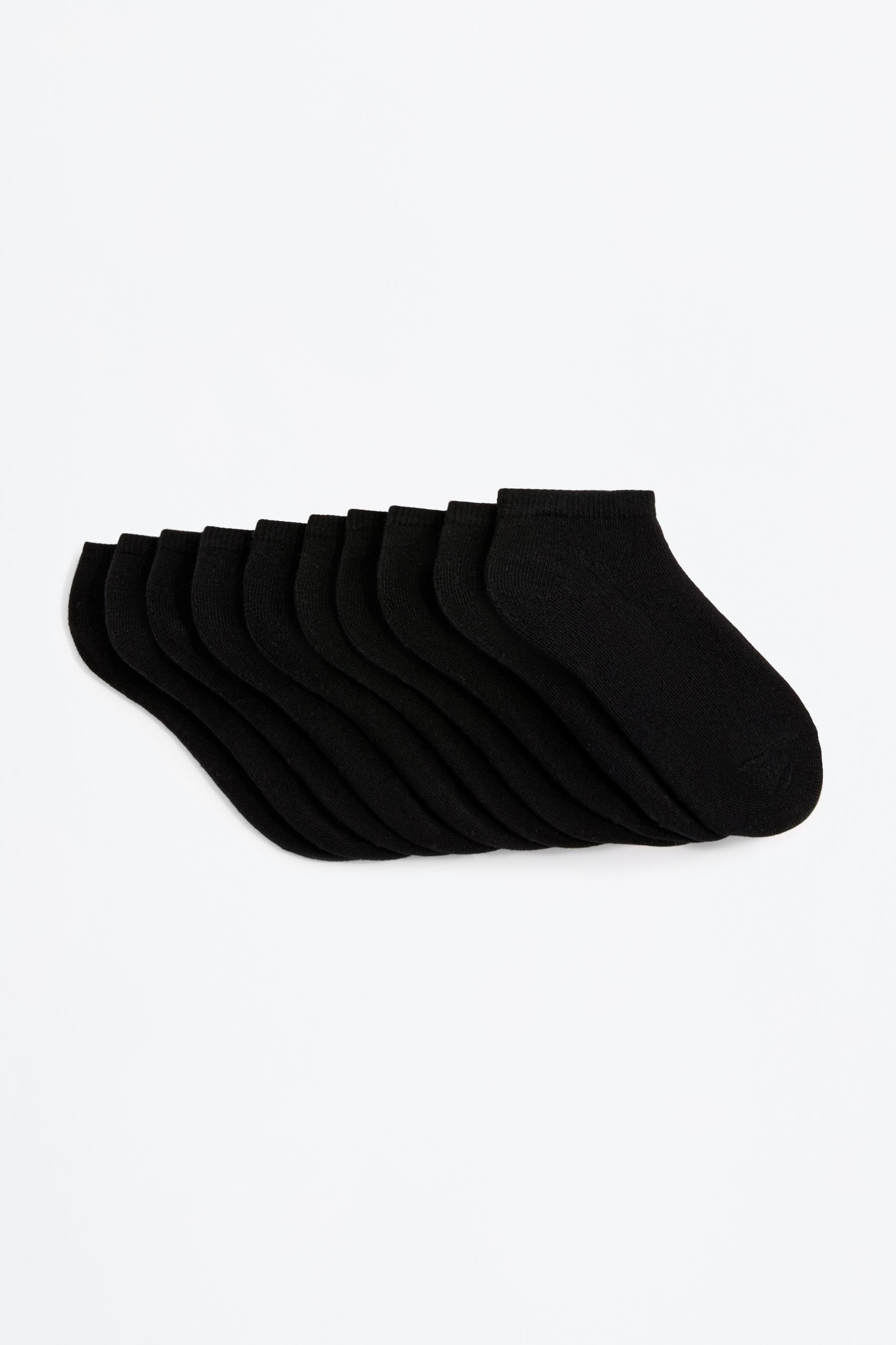 Plain ankle socks (Pack 10) — BLACK