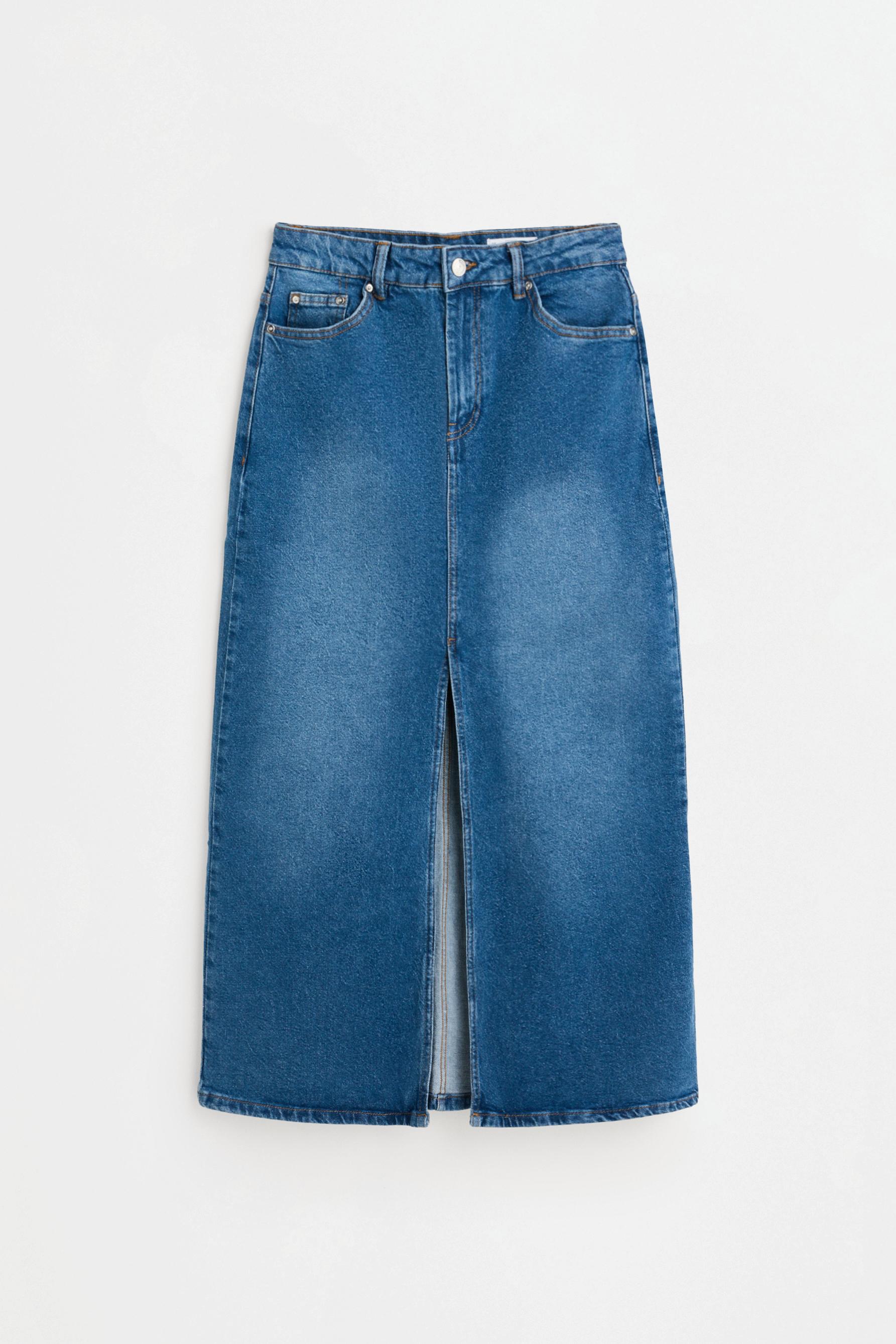 Falda midi denim abertura