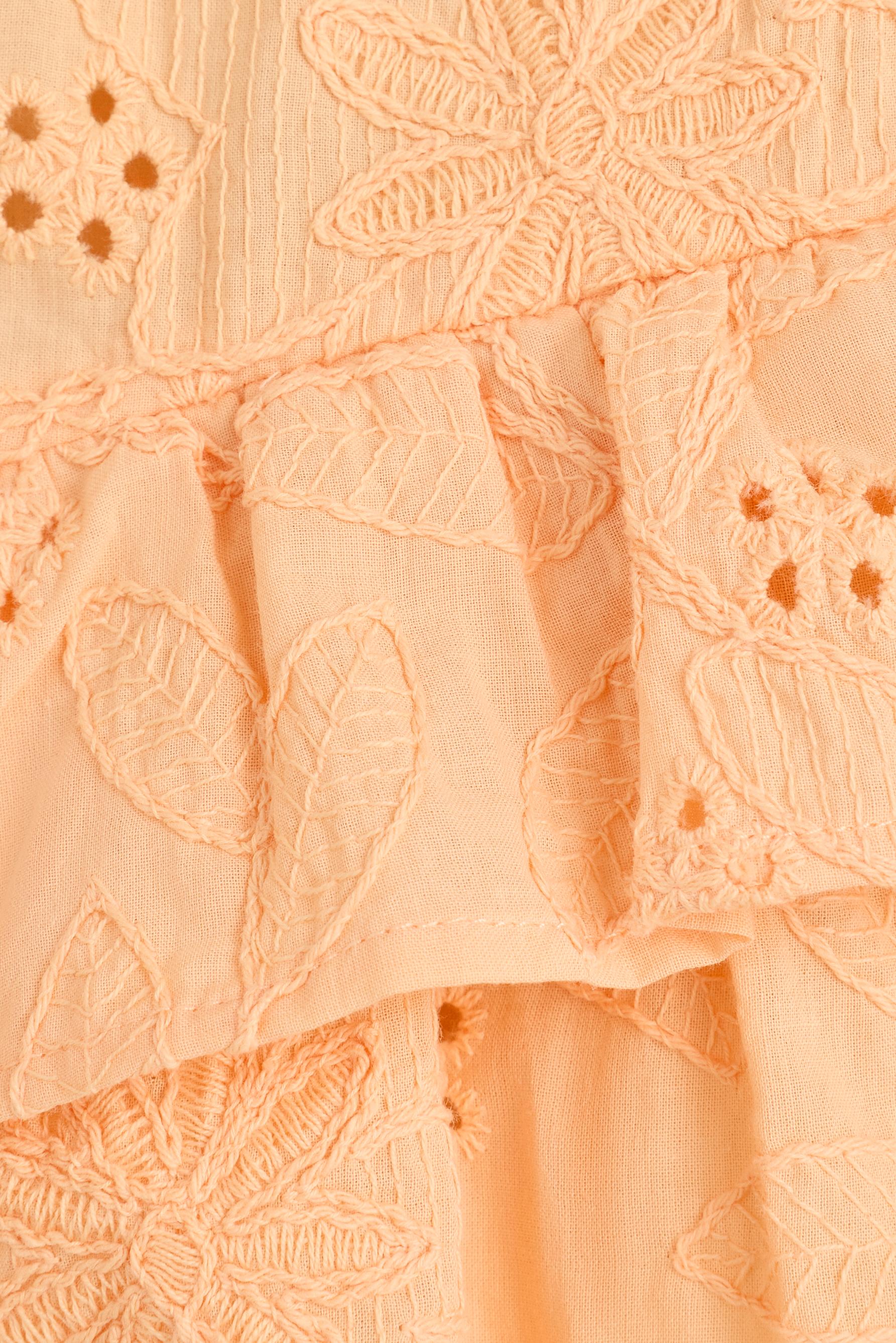 Swiss embroidery ruffled skirt — LIGHT ORANGE