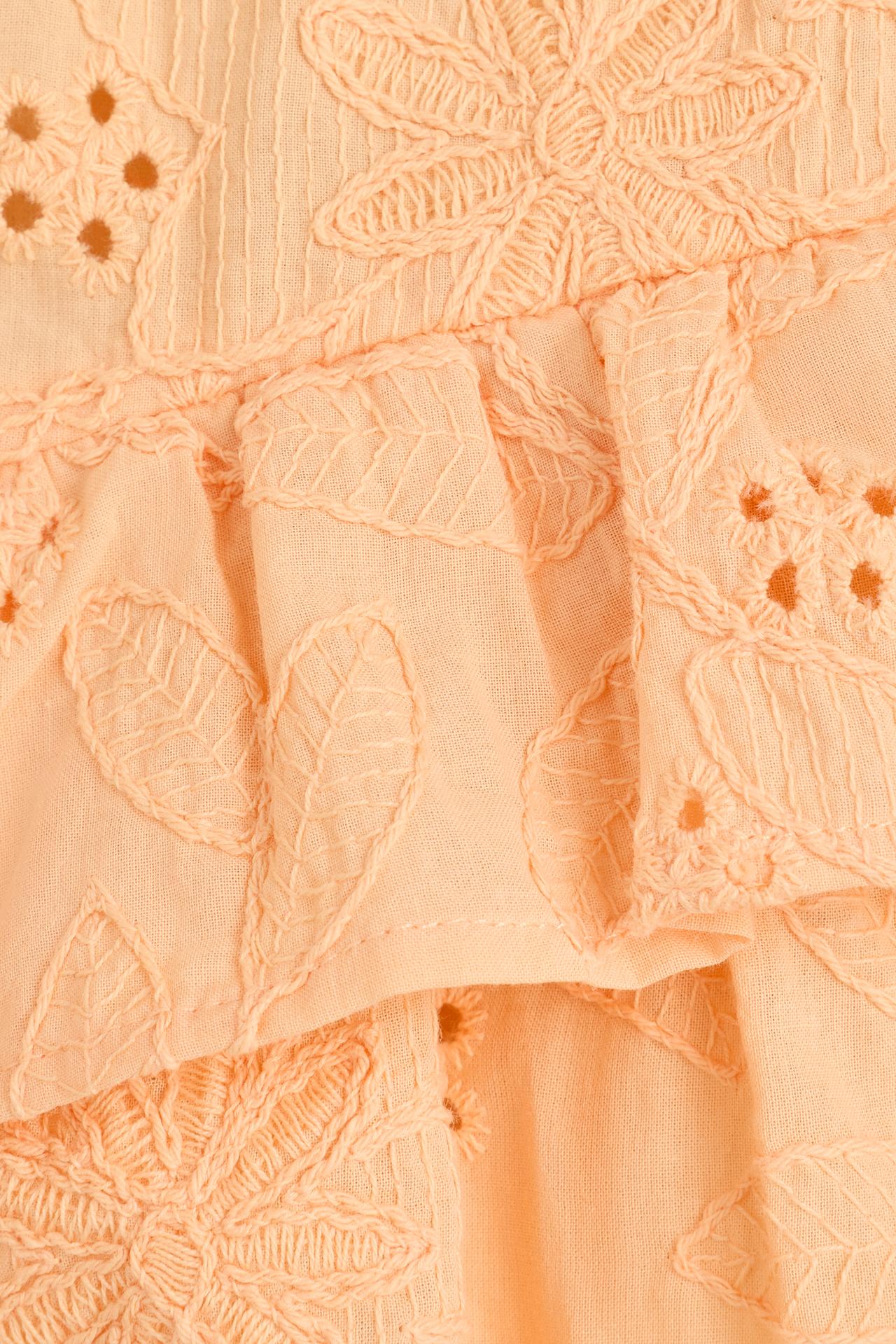Swiss embroidery ruffled skirt — LIGHT ORANGE