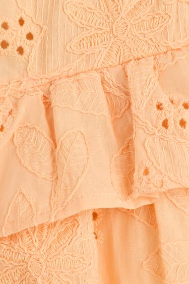 Swiss embroidery ruffled skirt — LIGHT ORANGE 3