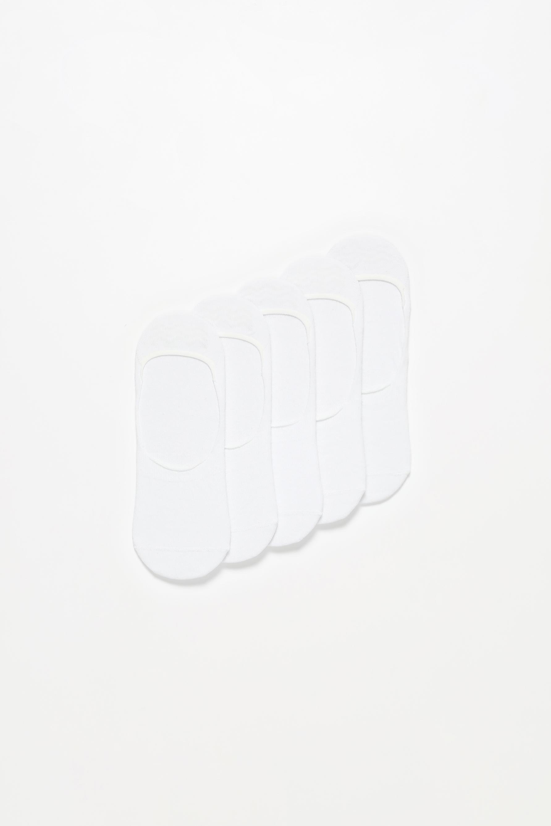 Basic No-Show Socks (5-Pack) — WHITE
