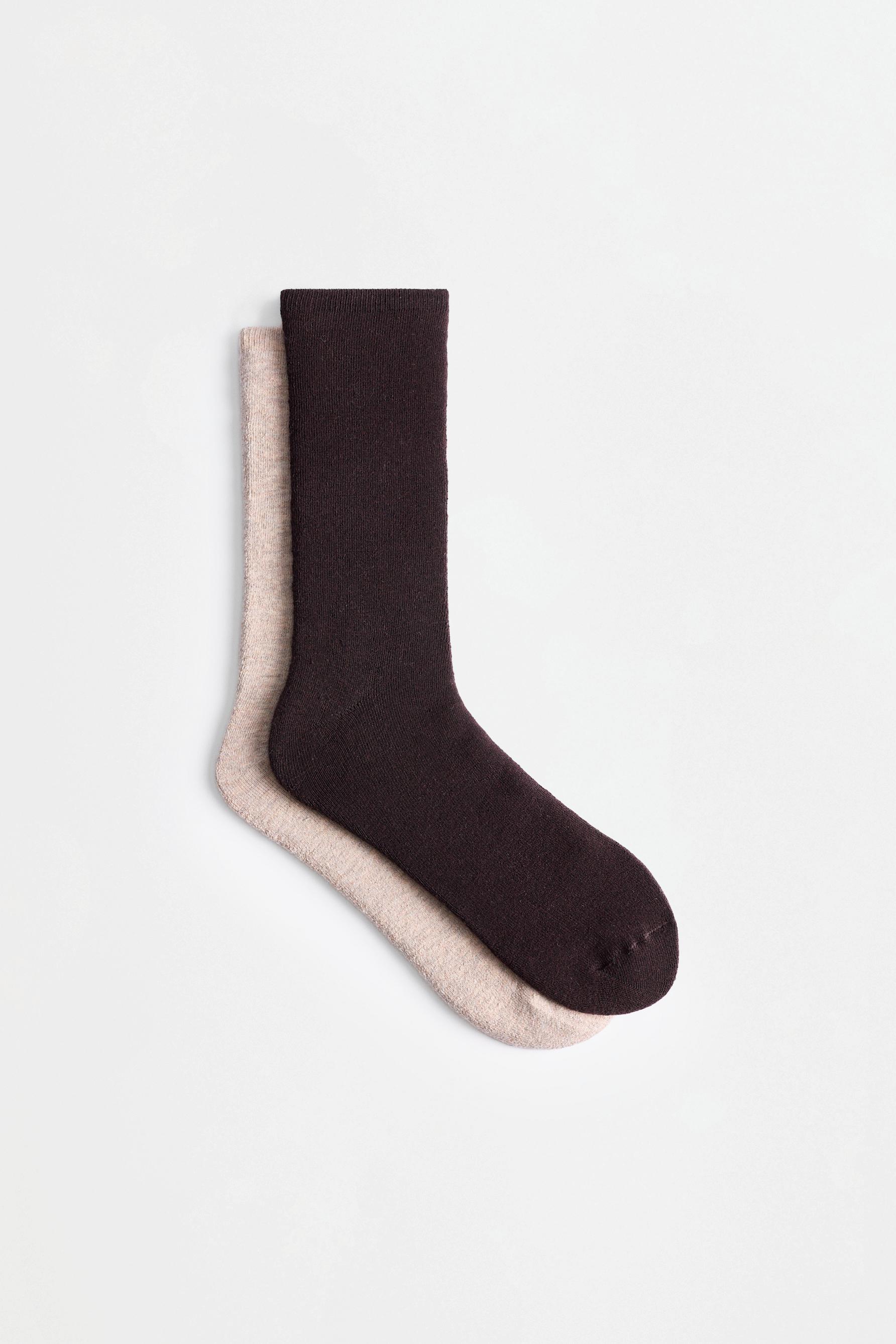 Terrycloth long socks (2-pack) — BROWN