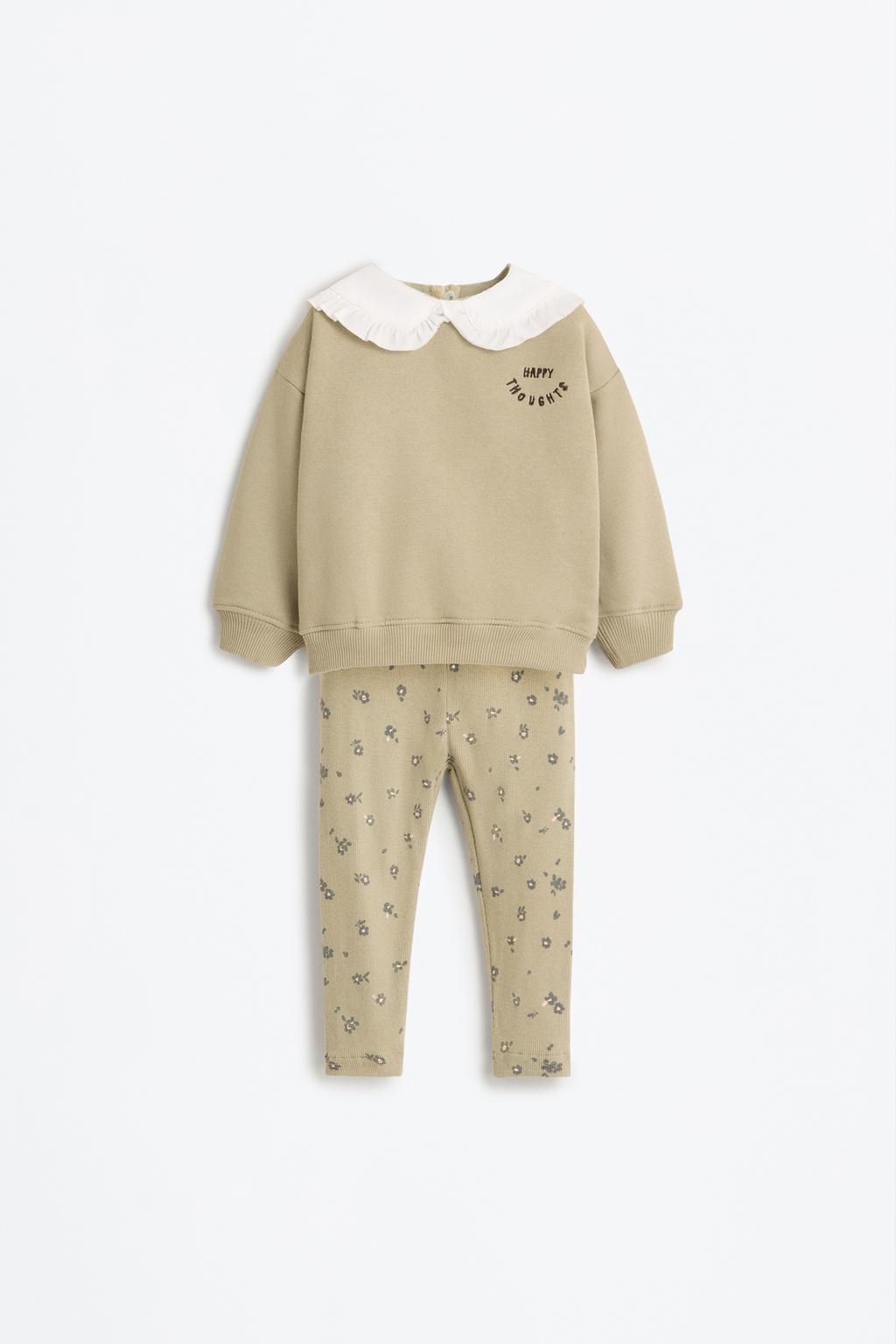 Sweatshirt with collar and ribbed leggings co-ord