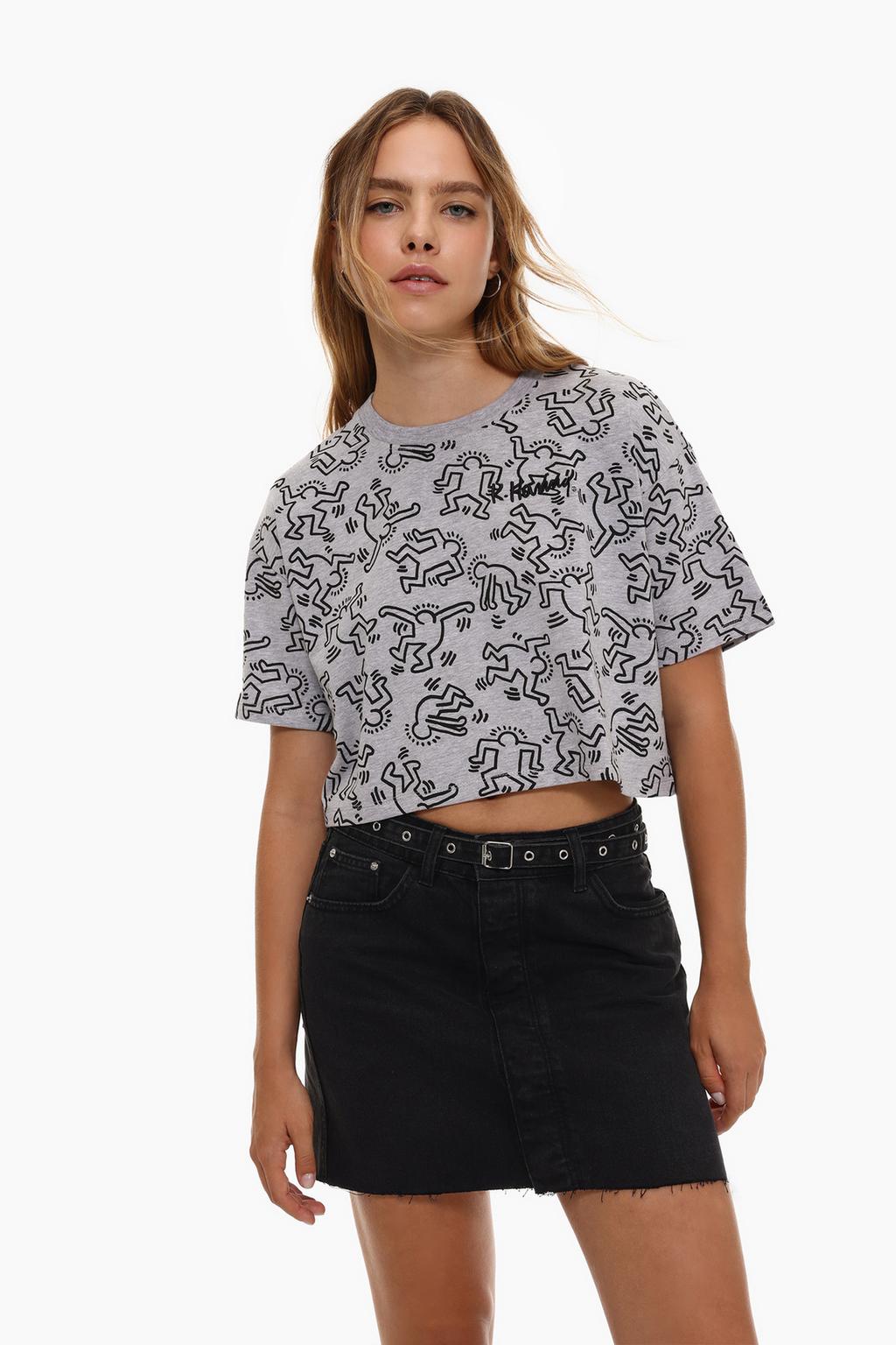 Camiseta cropped estampada Keith Haring™