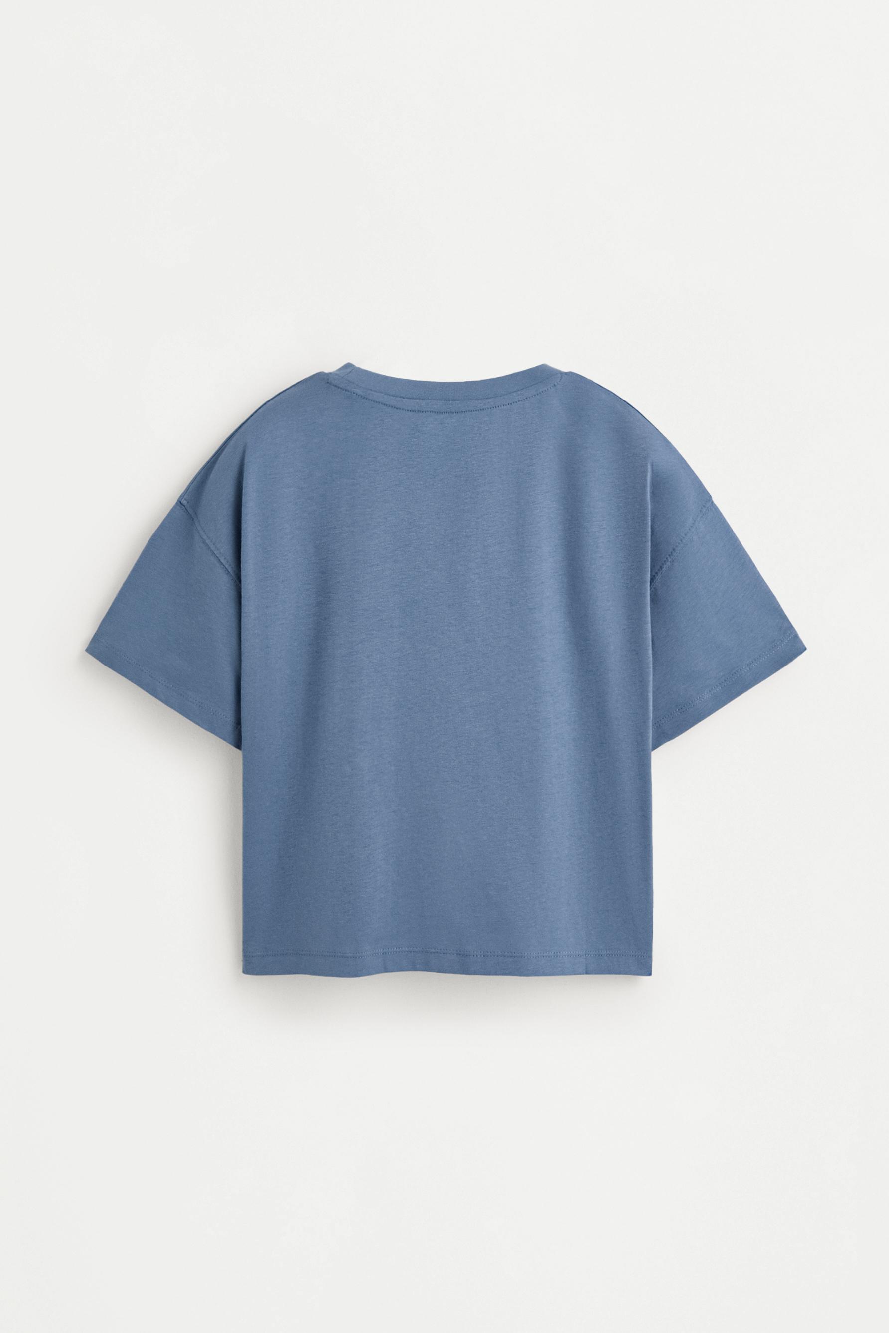 T-shirt with tulle appliqués — STEEL BLUE