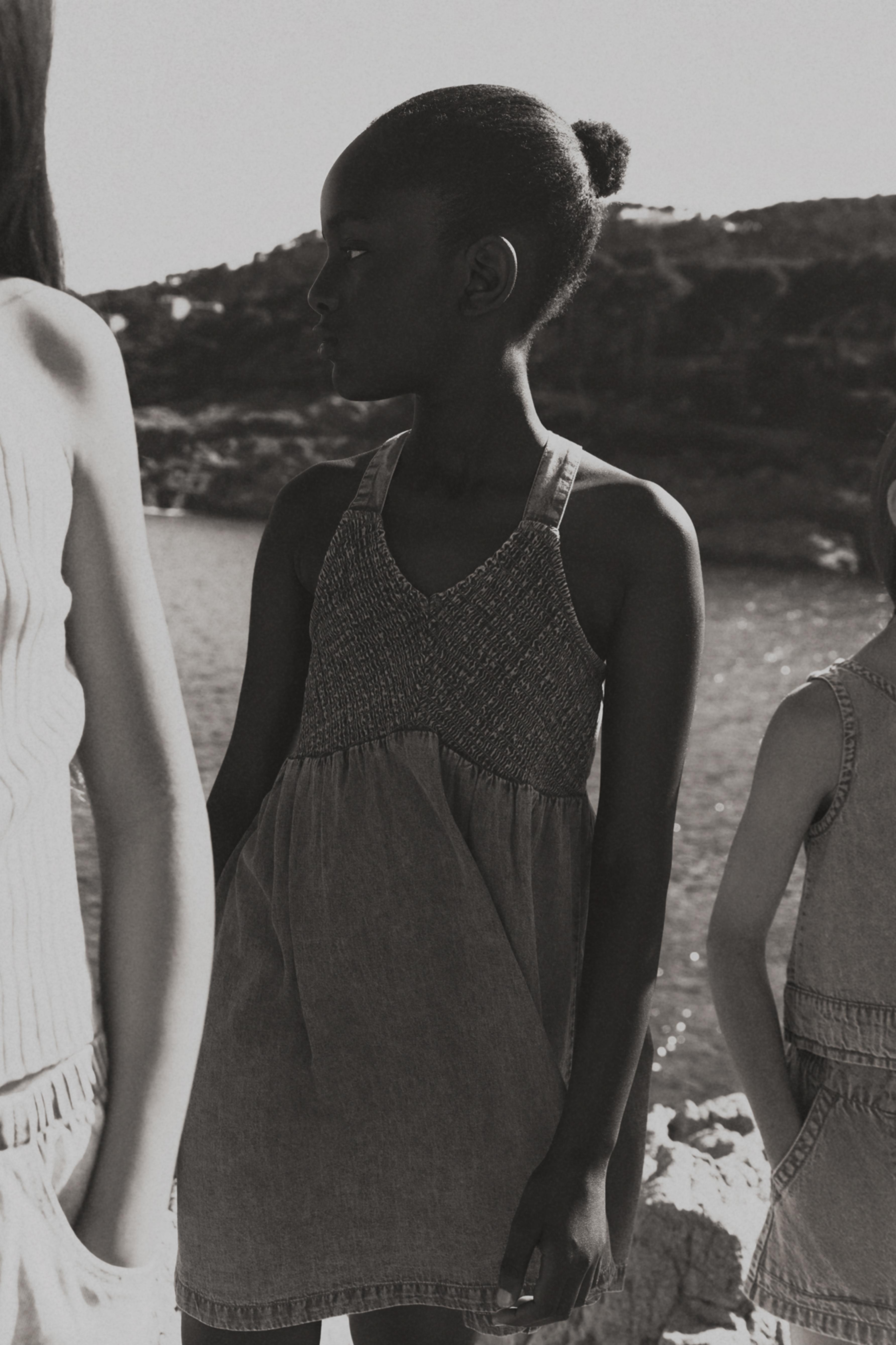 Denim strappy dress — PALE BLUE