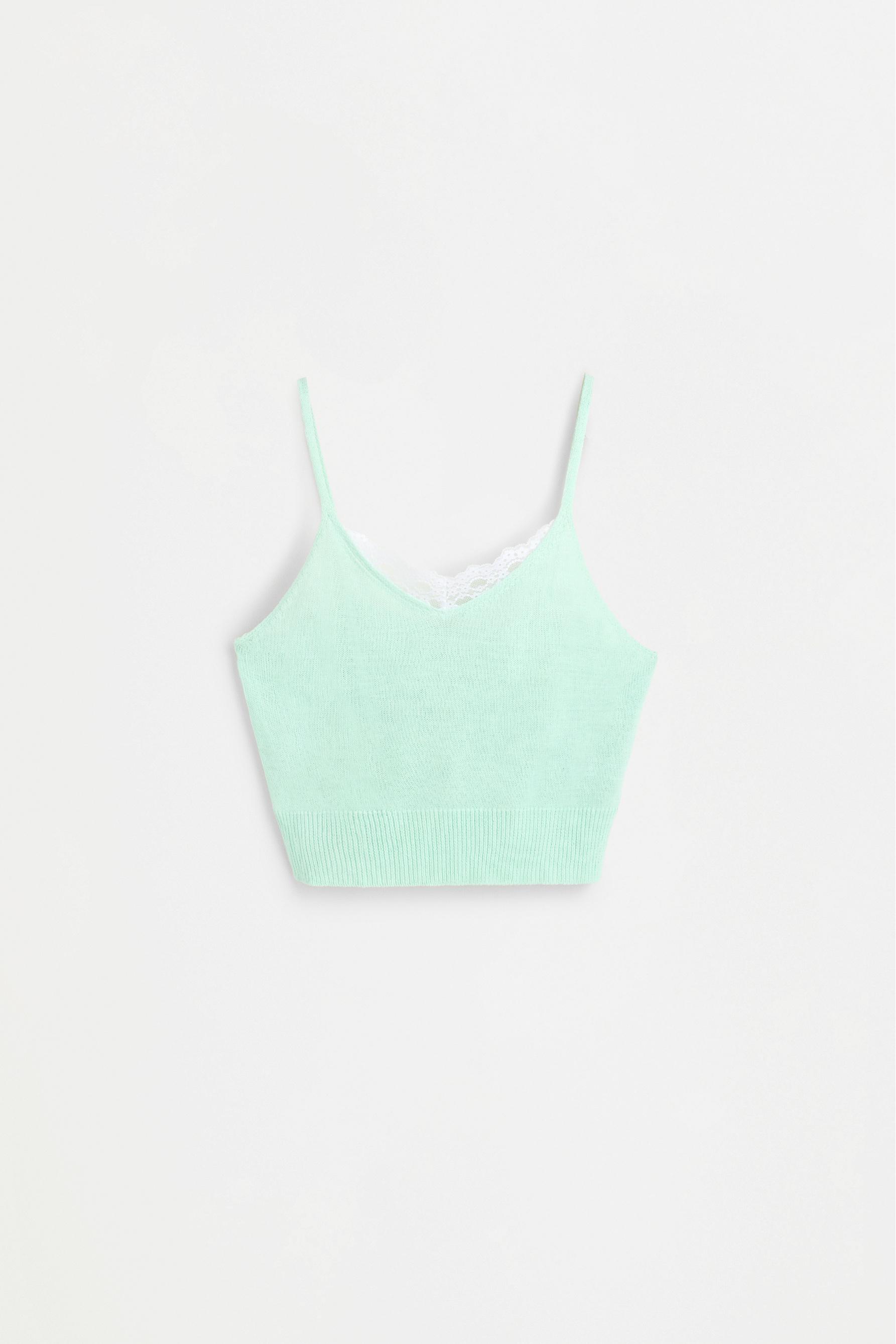 Lace knit top — PALE GREEN