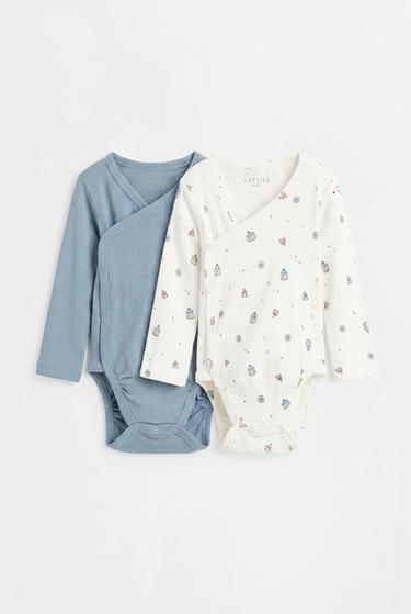 Pack of 2 combined crossover bodysuits — FADED BLUE 1