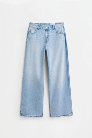 Wide-leg rhinestone jeans — FADED NAVY 6