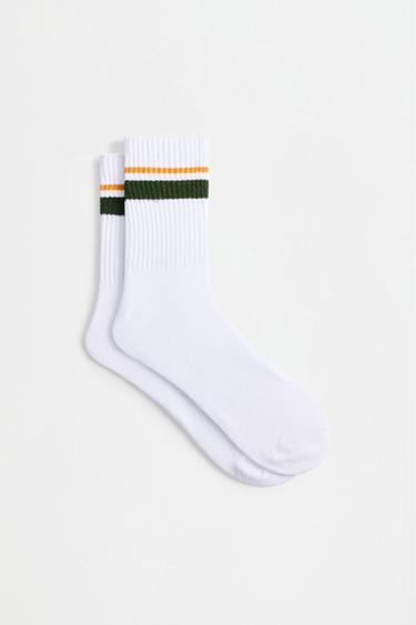 High ankle striped socks (4-pack) — BURGUNDY 2