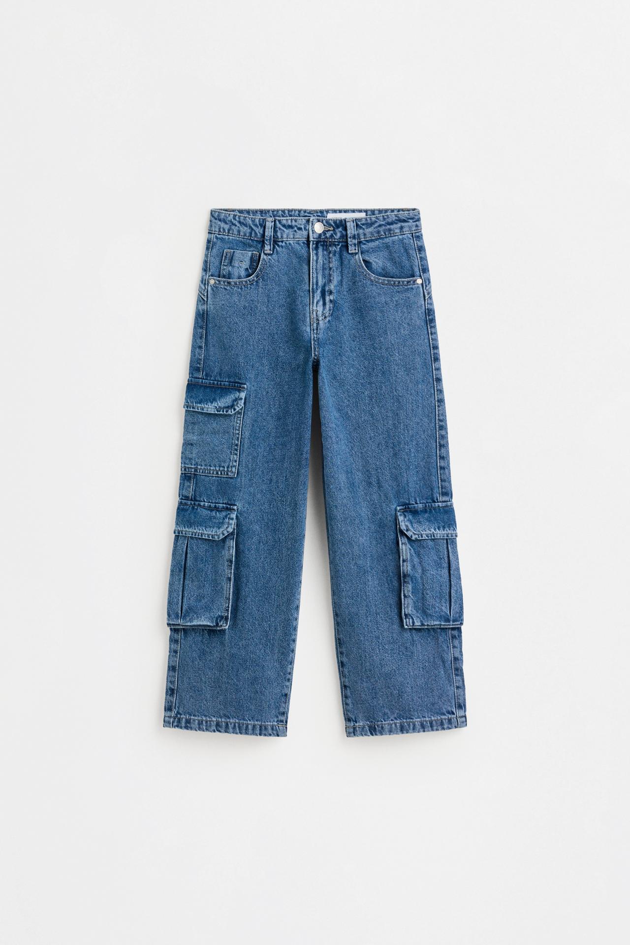 Wide-leg cargo jeans — BLUE