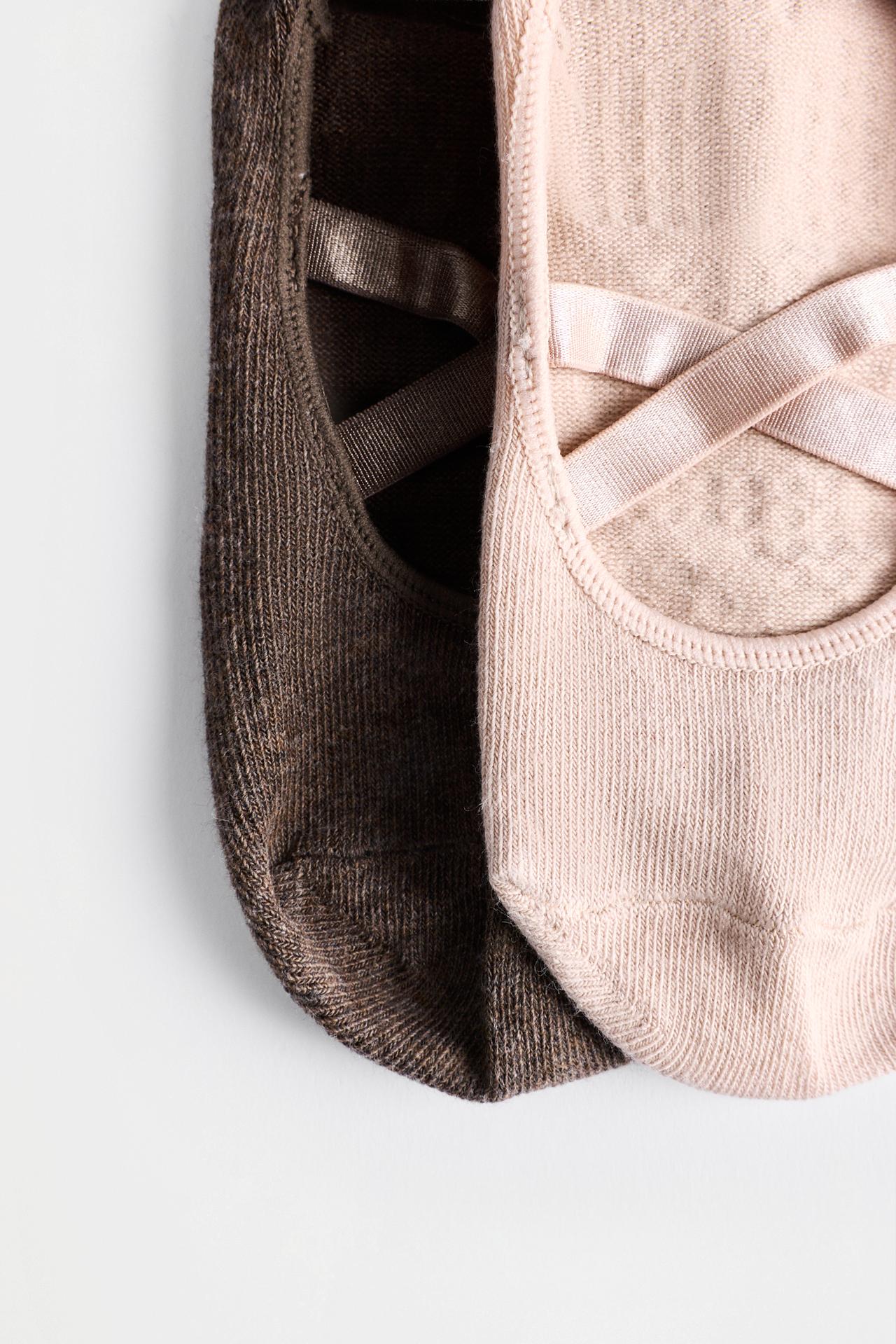 No-show yoga socks (Pack of 2) — BEIGE/BROWN