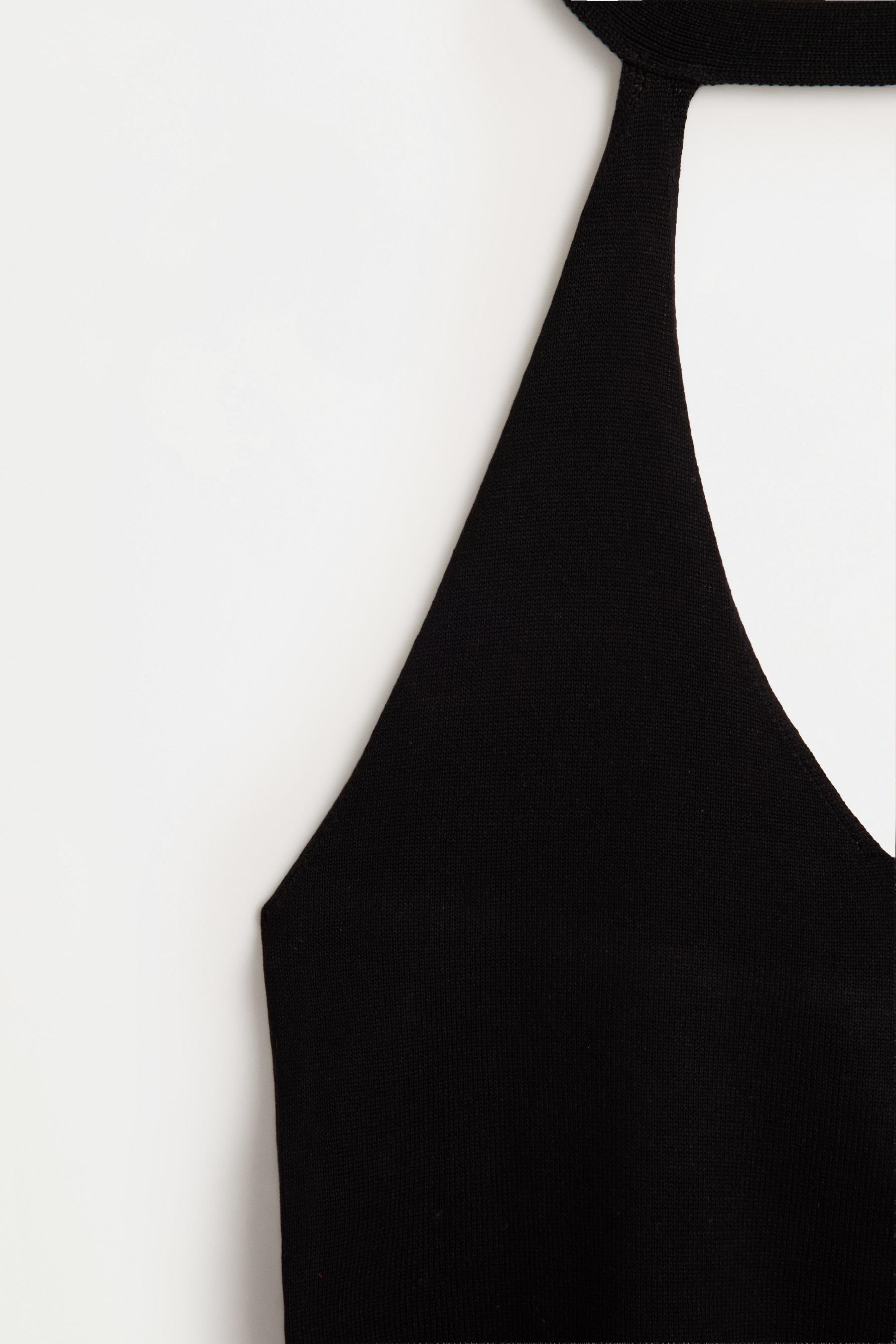 Collared knit top — BLACK