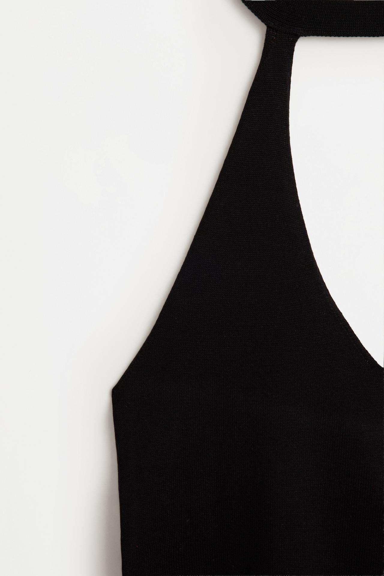 Collared knit top — BLACK