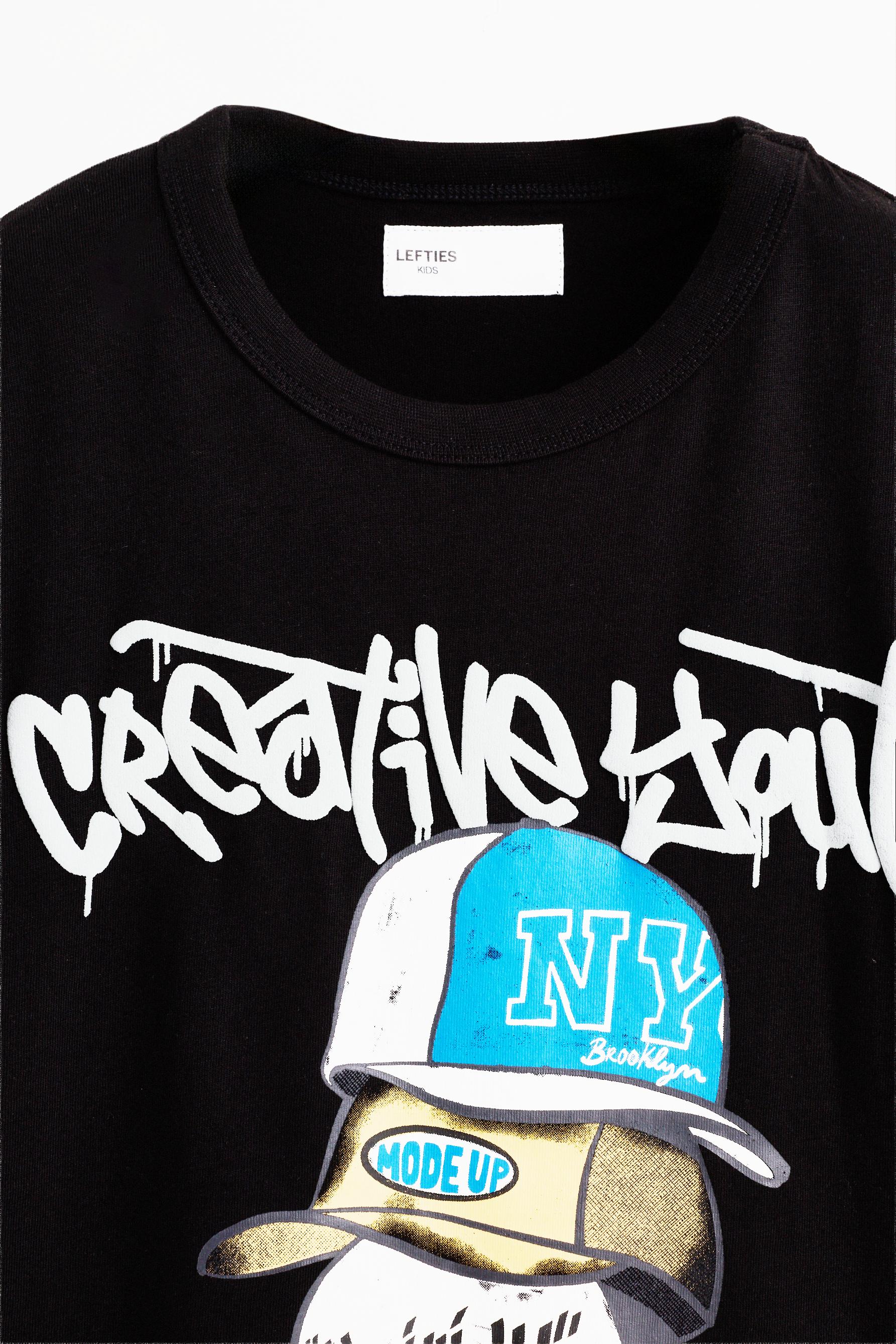 Graffiti print T-shirt — BLACK